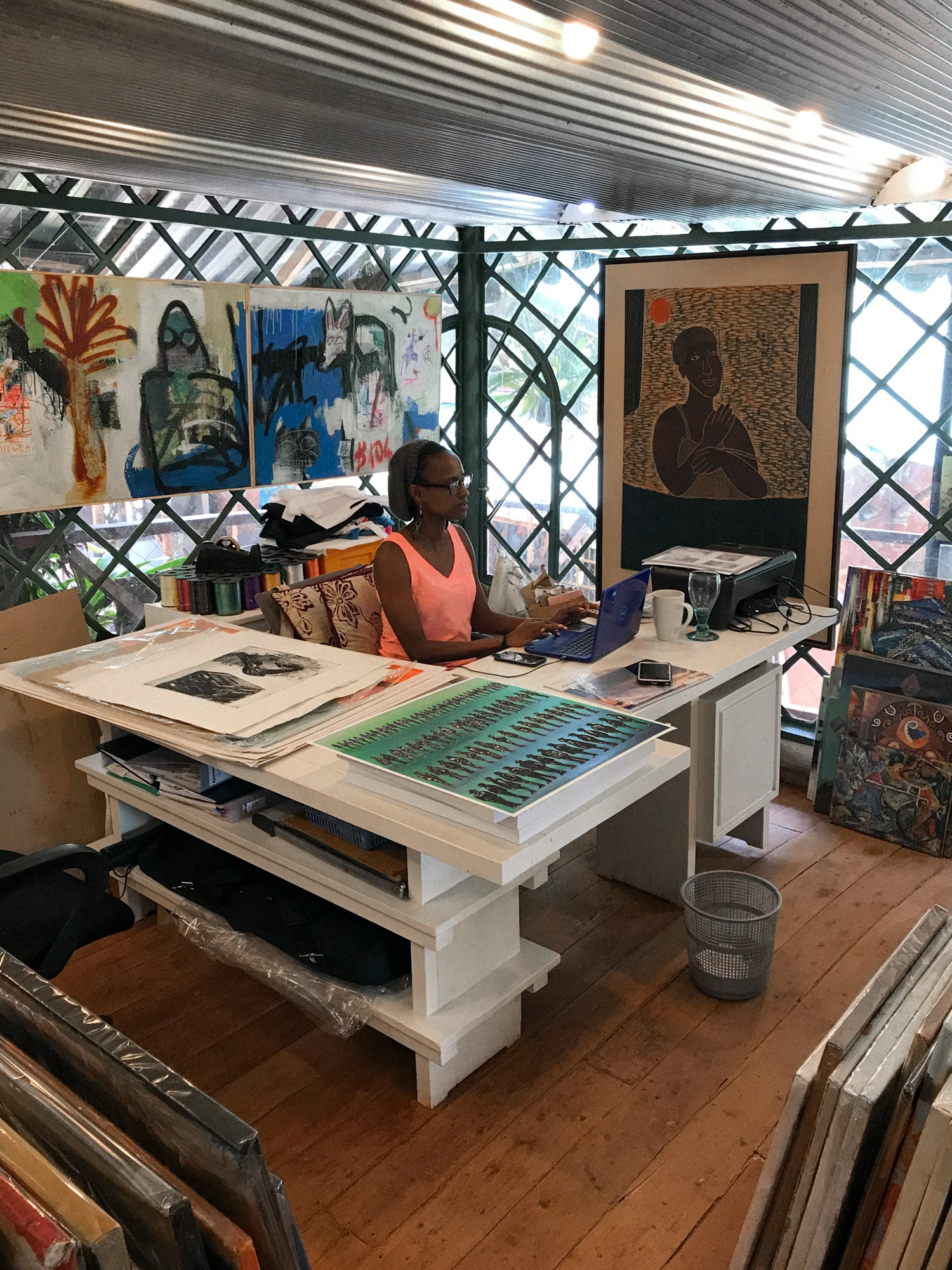 Kui at work in the One Off Loft, a veritable treasure trove.