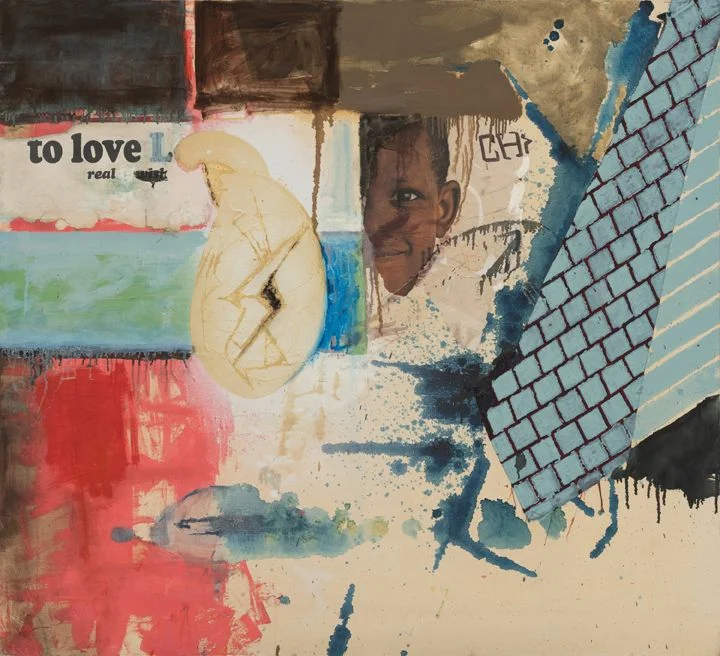 Mohammad Omer Khalil, You Don't Have to Be I, 2003, Oil and collage on canvas, 40 x 44 in.