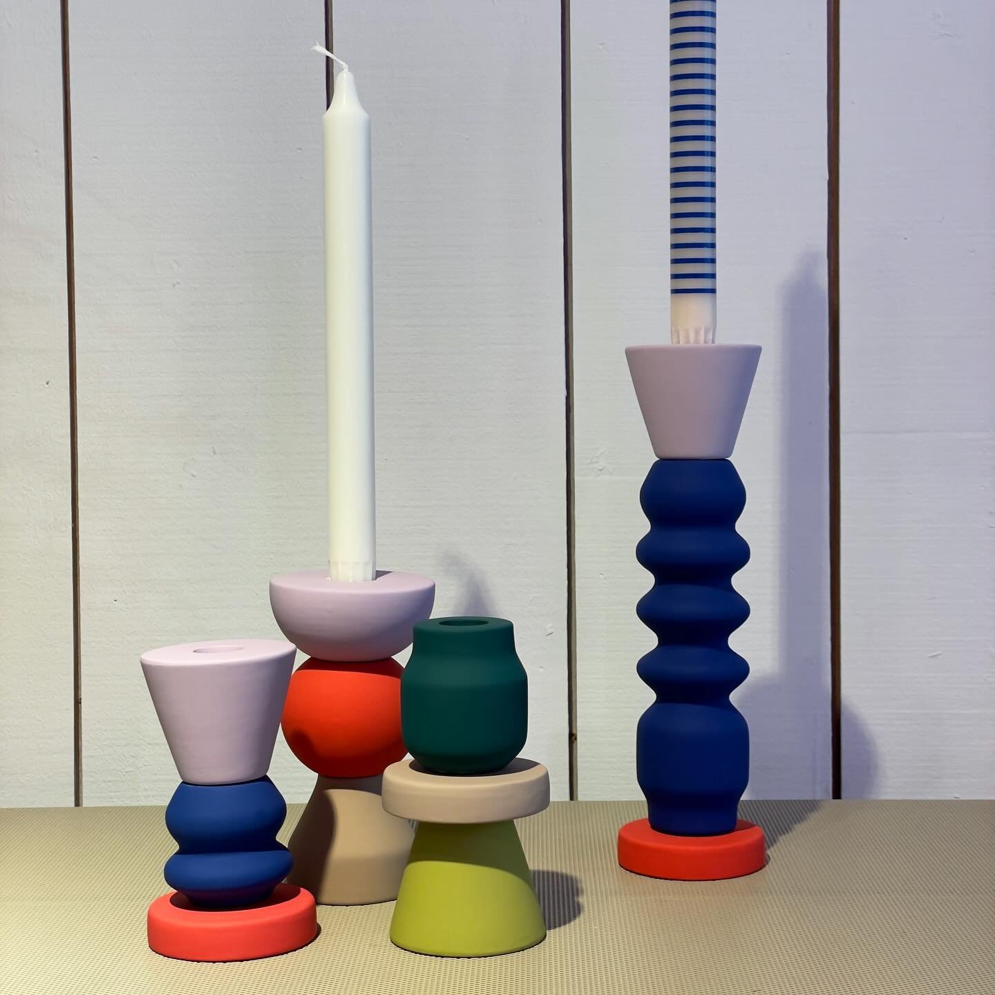 Welcoming M&AElig;GEN to HOOS, with their Stack candleholder collection! 

An abstract and modernist take on holding the candle, with bold colours and a mix of fluid and basic shapes to bring some uniqueness to your home 🕯️

Small holders: &pound;24