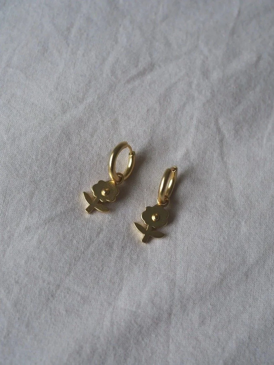 Pansy Flower Charm Earrings - Roake