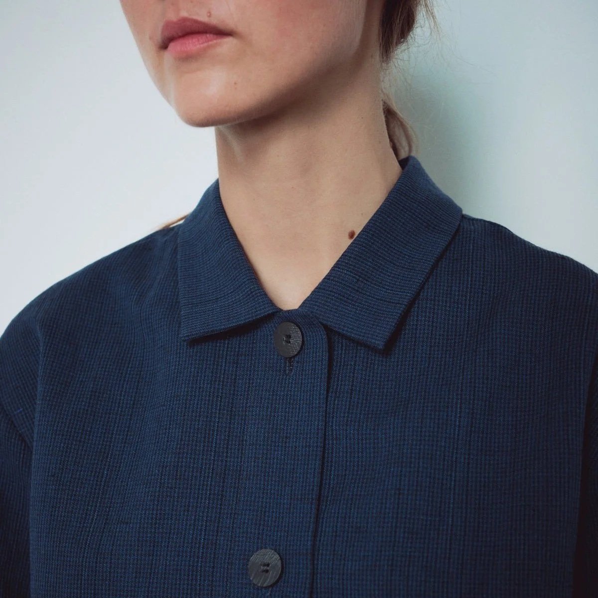 Muku SS26 - Indigo Gingham Patterned Overshirt