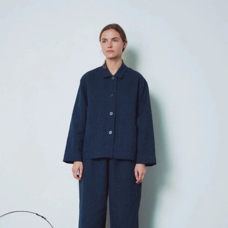 Muku SS26 - Indigo Gingham Patterned Overshirt