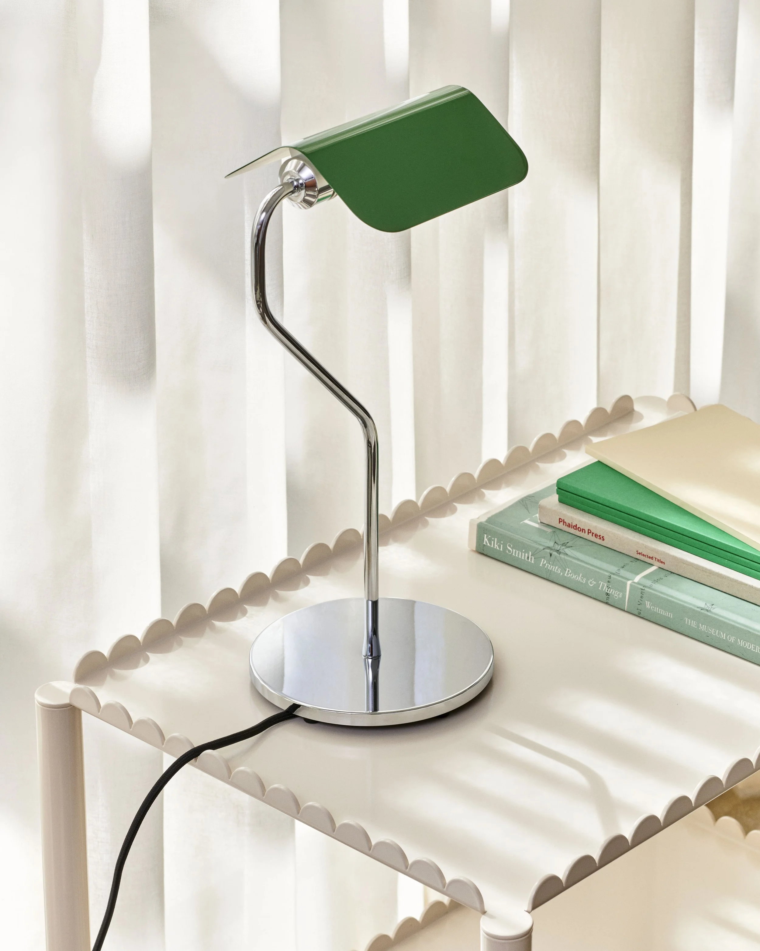 Apex Table Lamp emerald green_Arcs Trolley Low eggshell.jpg