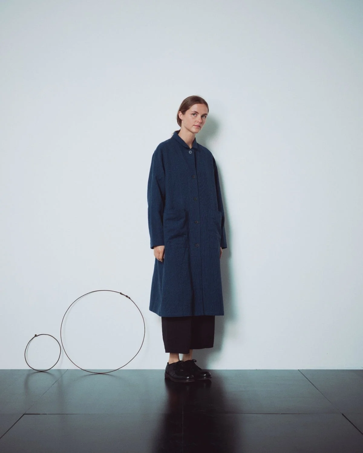 Muku SS26 - Indigo Gingham Patterned Long Coat