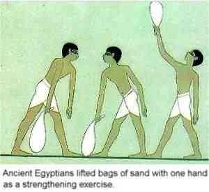 Ancient Egyptian tomb artwork depicting physical training exercises (c. 3500 BC) — foundational physical culture methods informing Fusion Fitness Studio programs. Doylestown PA.