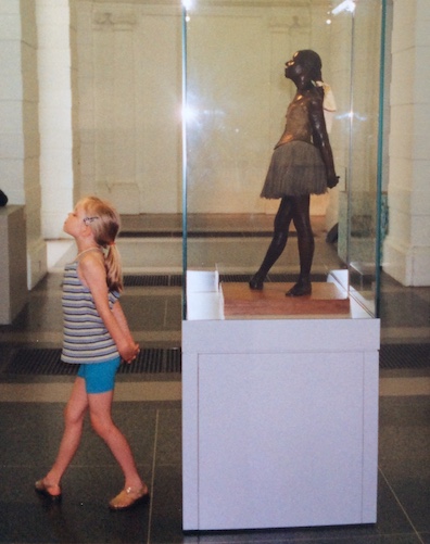 My daughter when she little - with Marie, The Little Dancer, by Edgar Degas.