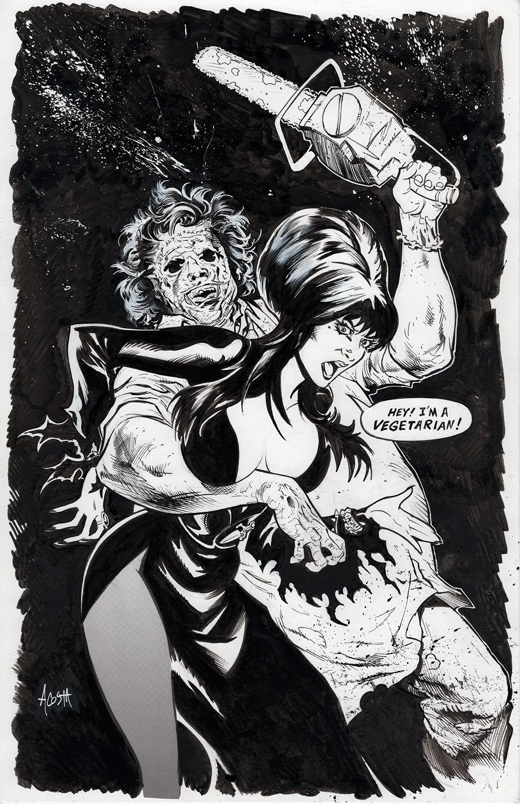 Multiple Characters plus Background 11x17 Inked