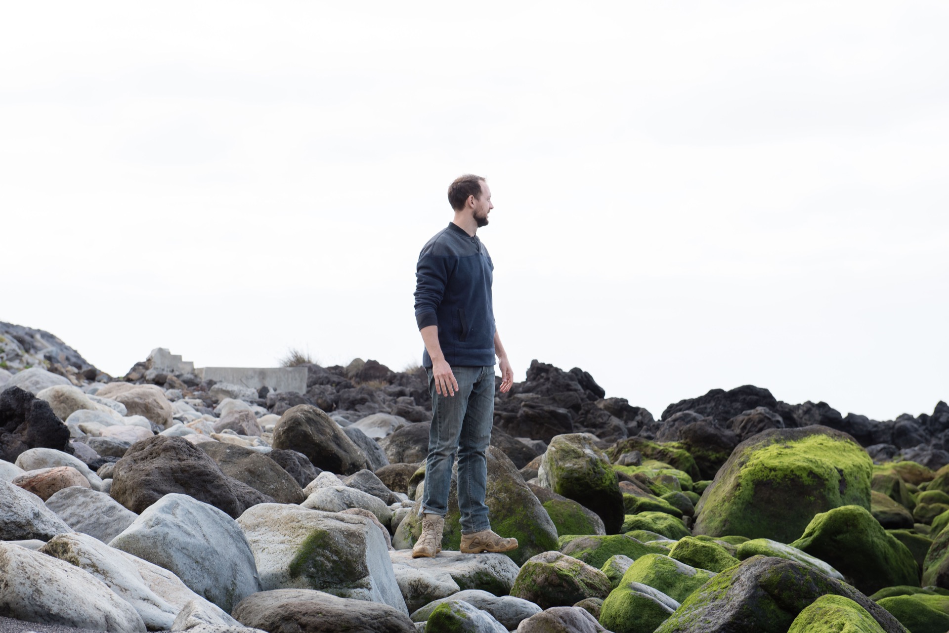 Pausing to observe the ocean.