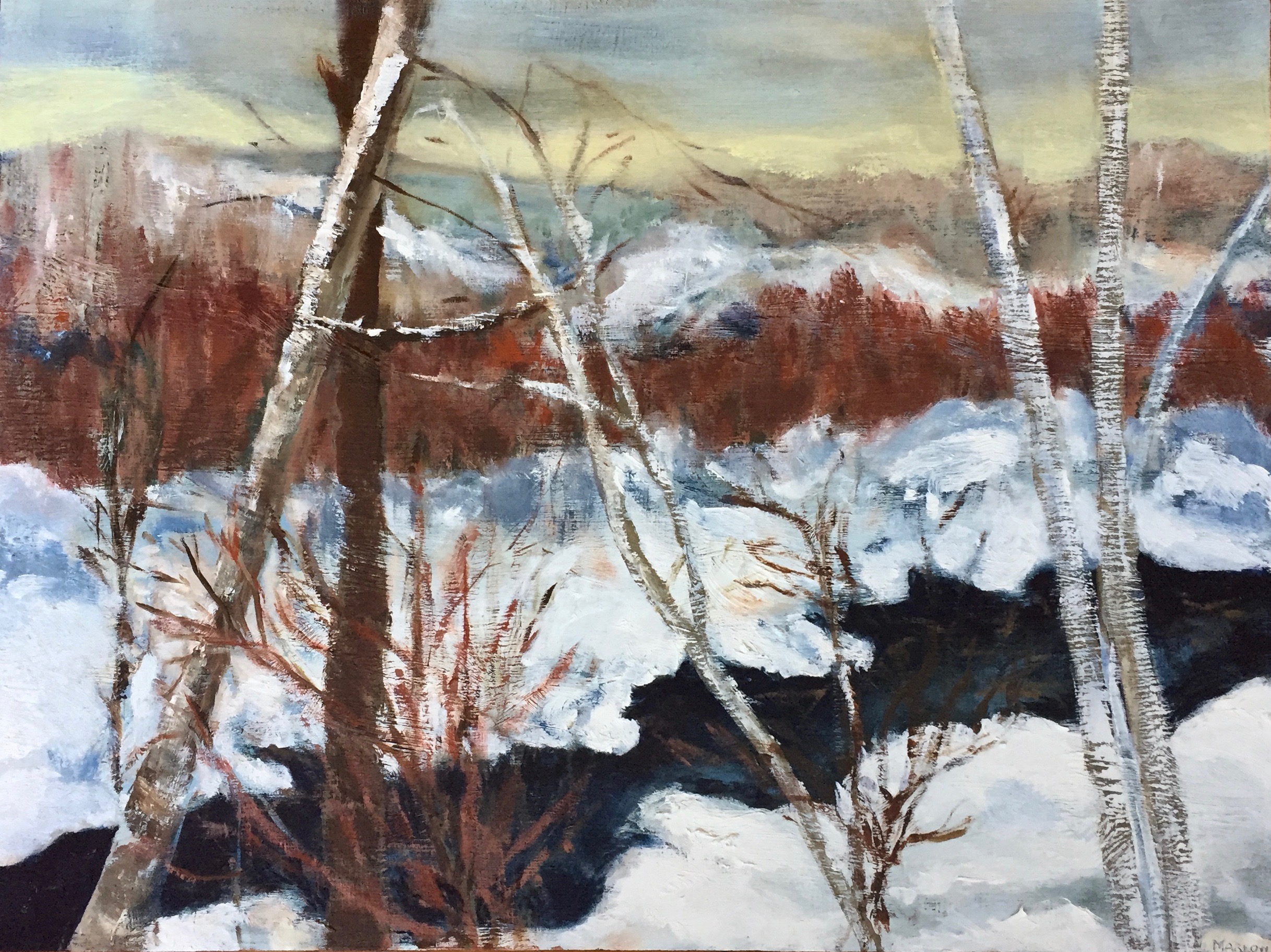 "A River Runs Through" Oil on Wood Panel 12"x16"x1 & 1/2" $500.00