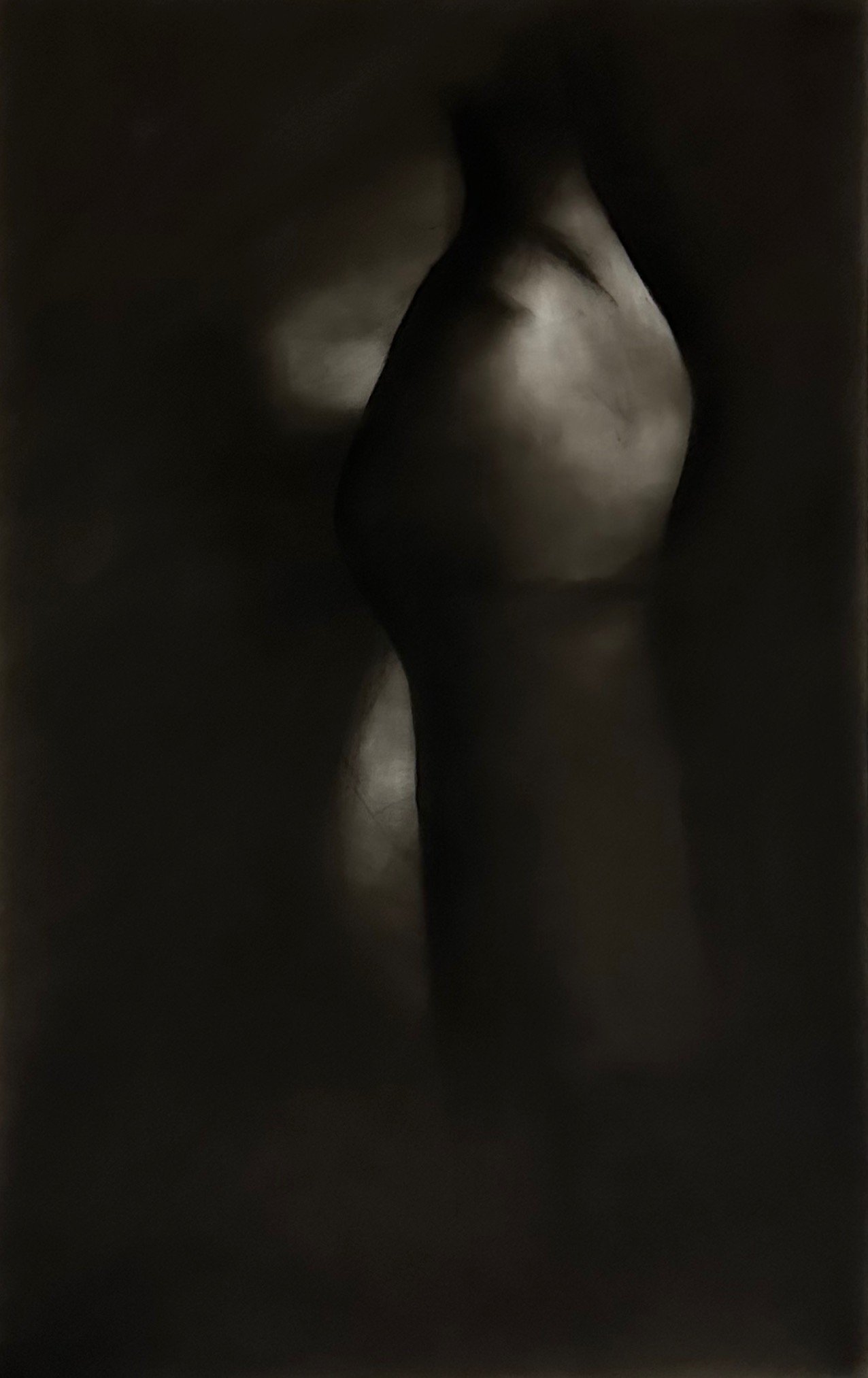 Shadow Talk 2, 2025. Charcoal on Frosted Mylar - 30 x 19 in