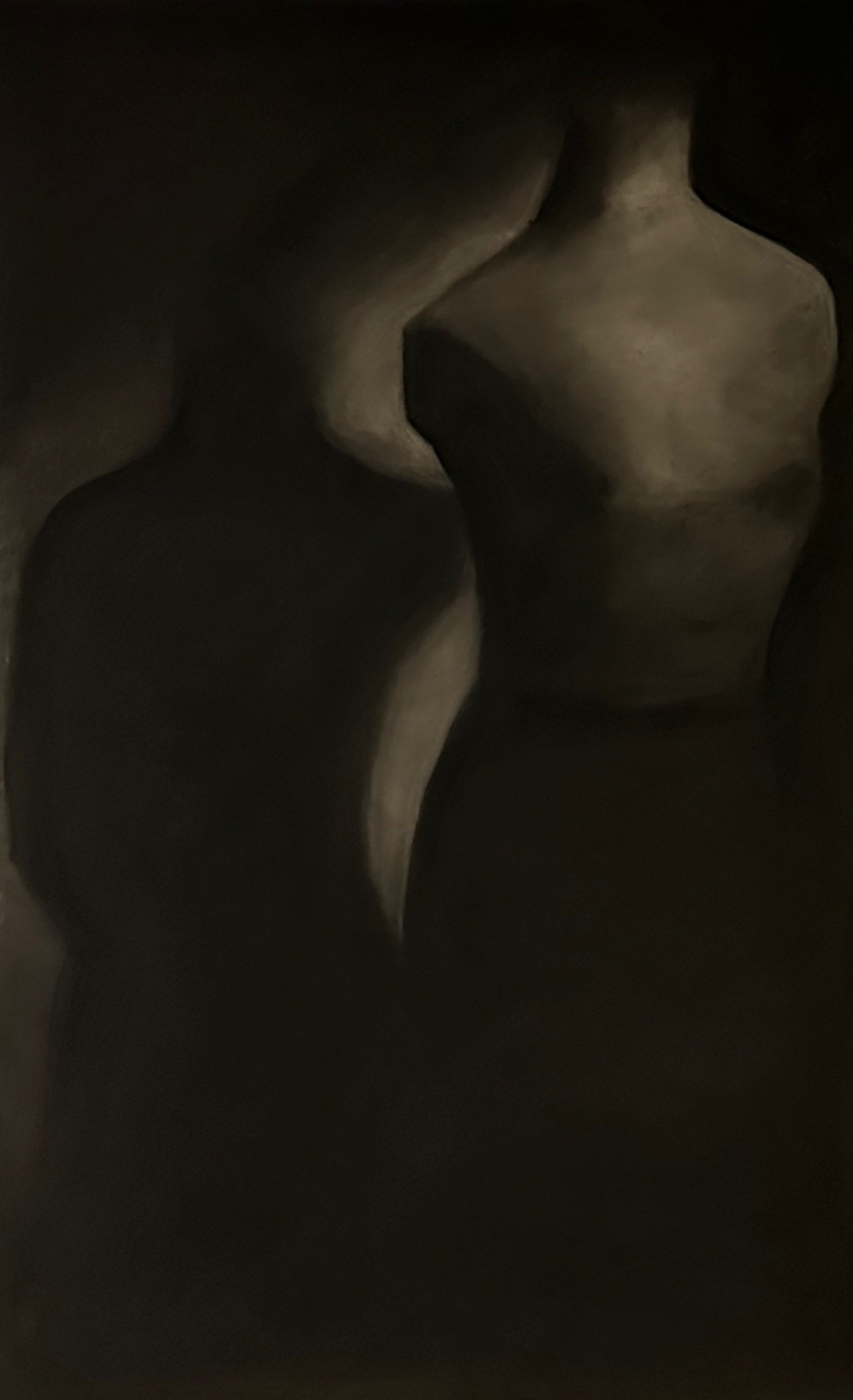 Shadow Talk 7, 2025. Charcoal on Frosted Mylar - 30 x 19 in