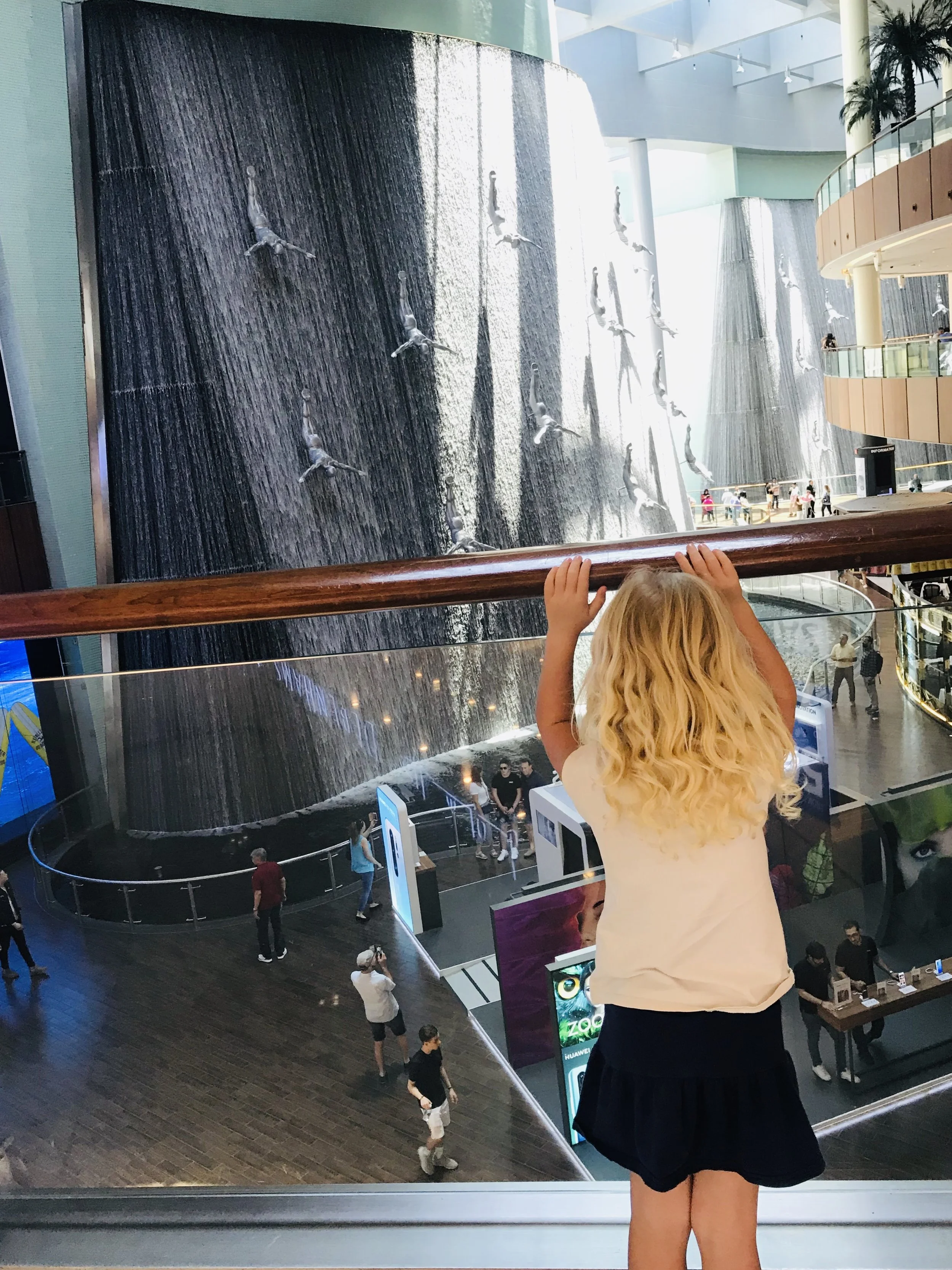 The indoor waterfall at The Dubai Mall