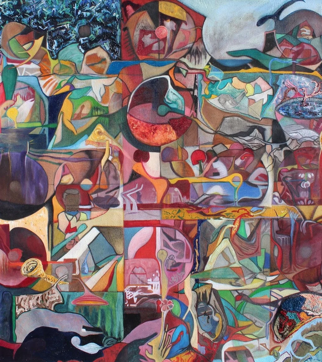 Travel August 2017 56” x 50” (H x W) Travel is a result of the cultural ambiguity that has been a part of my life. The paintings are a painted visual collage of landscapes like spaces within the picture plane. The spaces are my substitutes for a lack of a place to call home. The cultural ambiguity is a result of a feeling of not belonging that I acquired (I think) as a result of being born of Cuban parents in Puerto Rico and immigrating to Miami at the age of 11. I am unable to feel a connection to any of the three cultures.