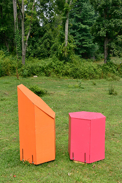 Two Hexagonal Forms, Orange and Pink