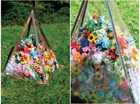 Pyramid of Plastic Flowers 