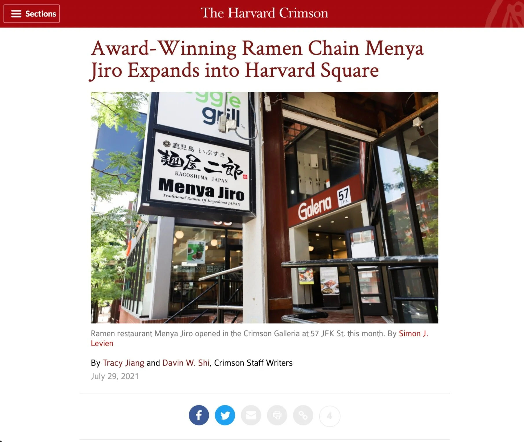 Award-Winning Ramen Chain Menya Jiro Expands into Harvard Square