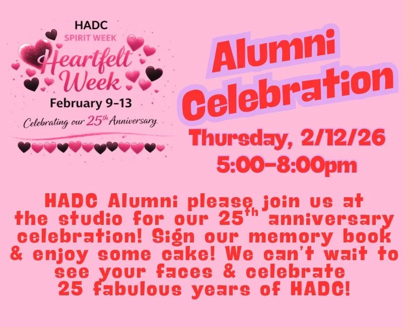 Calling all HADC Alumni! Join us next Thursday, February 12th from 5-8pm during our 25th anniversary celebration at HADC. We can&rsquo;t wait to see your faces, share memories and enjoy some cake! Unable to make Thursday, you&rsquo;re welcome always!