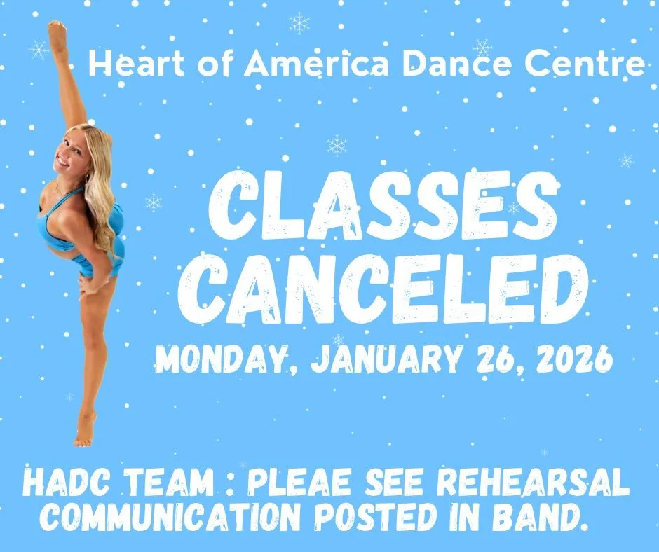 ❄️All HADC classes canceled today Monday 1/26/26. 

💗HADC Team please see rehearsal communication posted in band.