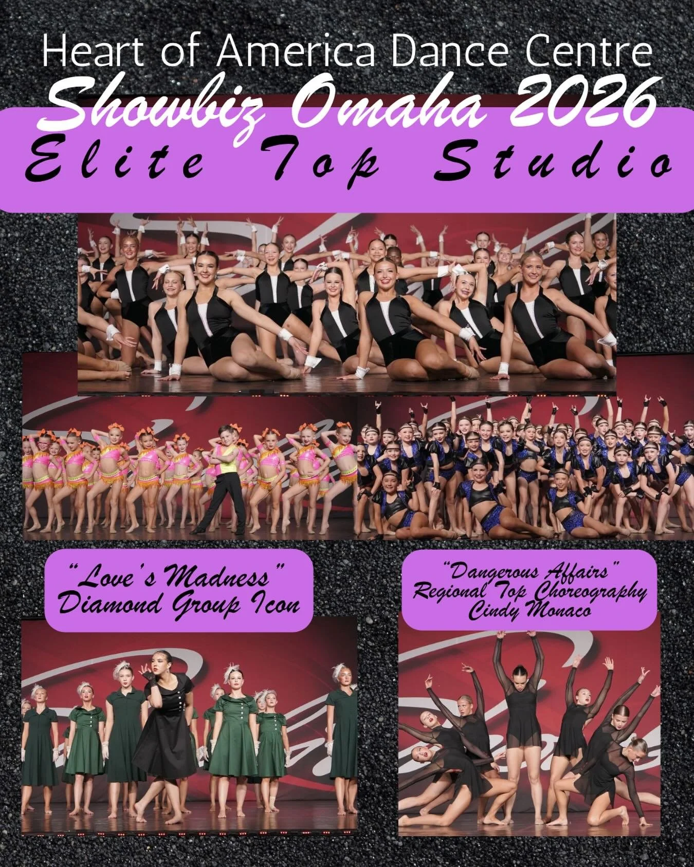 Showbiz Omaha 2026 was such a great weekend for our HADC Team. We loved seeing all the hard work from our dancers hit the stage. From our minis to seniors, everyone came to cheer each other and rock the stage. 

Special Shoutouts for these awards!

?