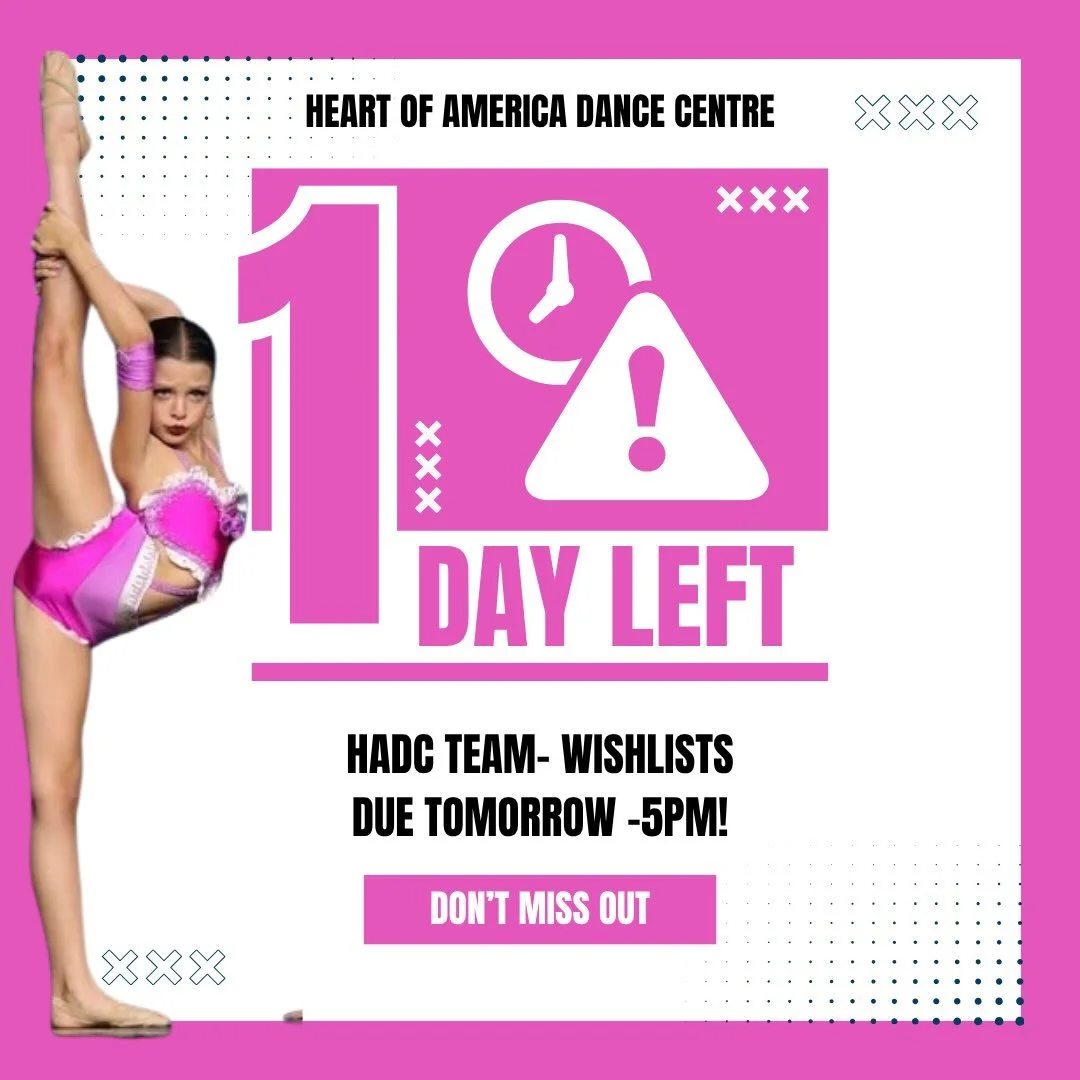 ATTENTION! Wishlists for hadc team auditions grades K-12 are DUE TOMORROW! Forms available at hadc.biz
