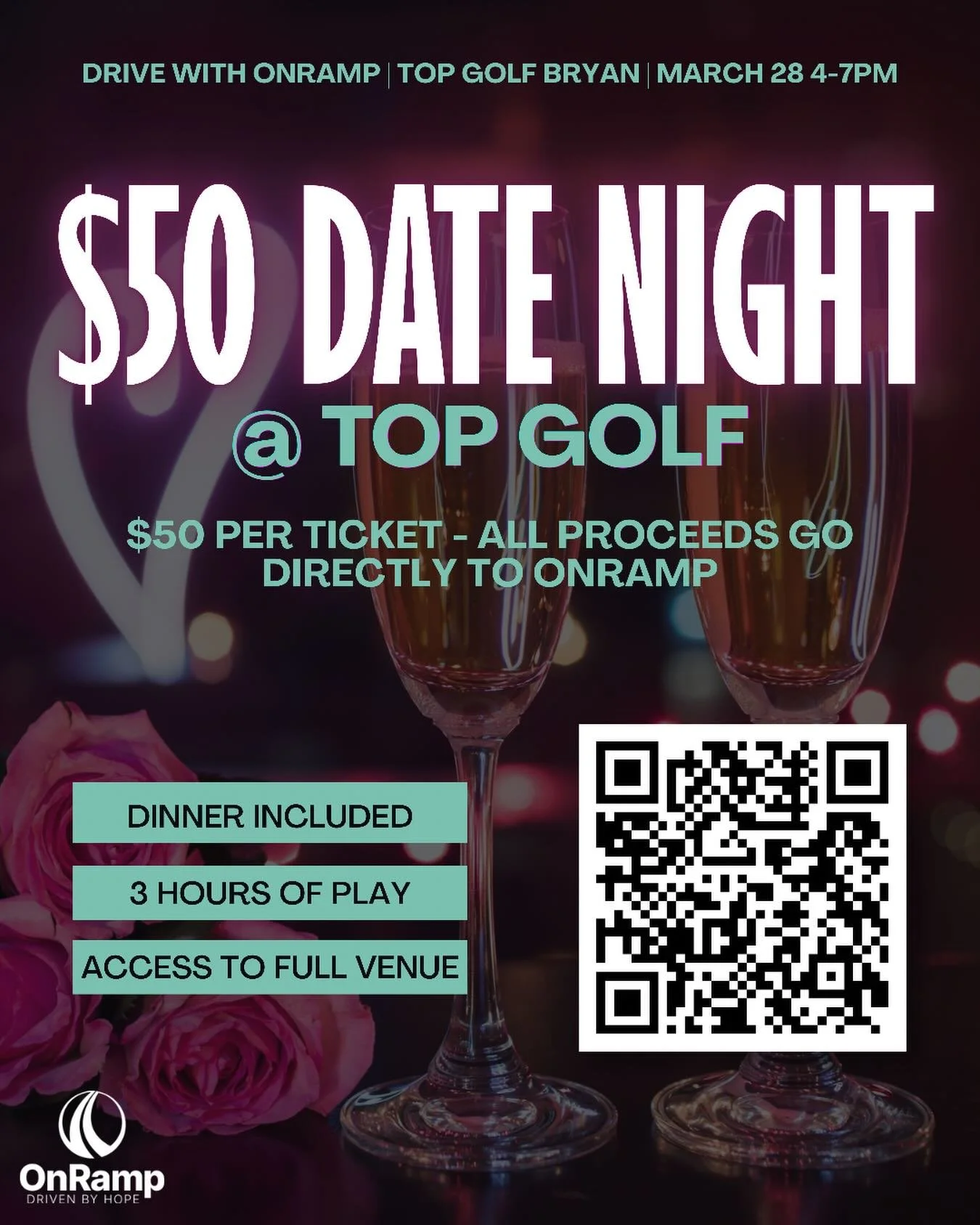 Date night that gives back 💙
For $50, enjoy dinner, 3 hours of play, and full venue access all while supporting OnRamp.
Fun, affordable, and meaningful - get your tickets today!

🔗 in comments!