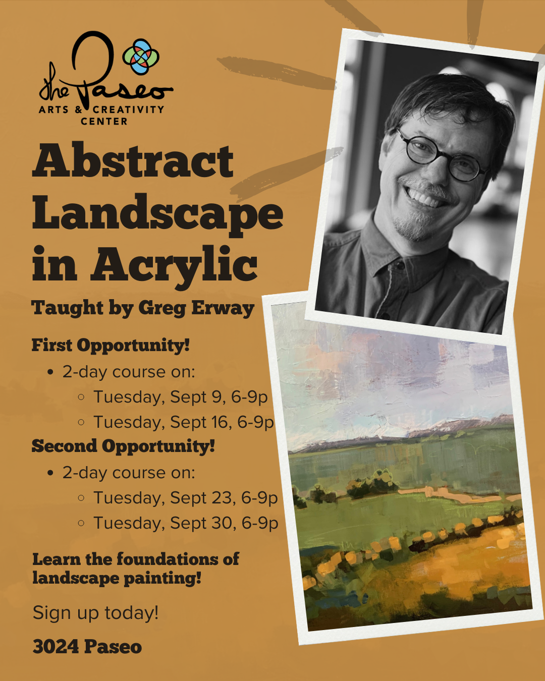 Abstract Landscapes in Acrylic w/ Greg Erway, Sept 9 + 16