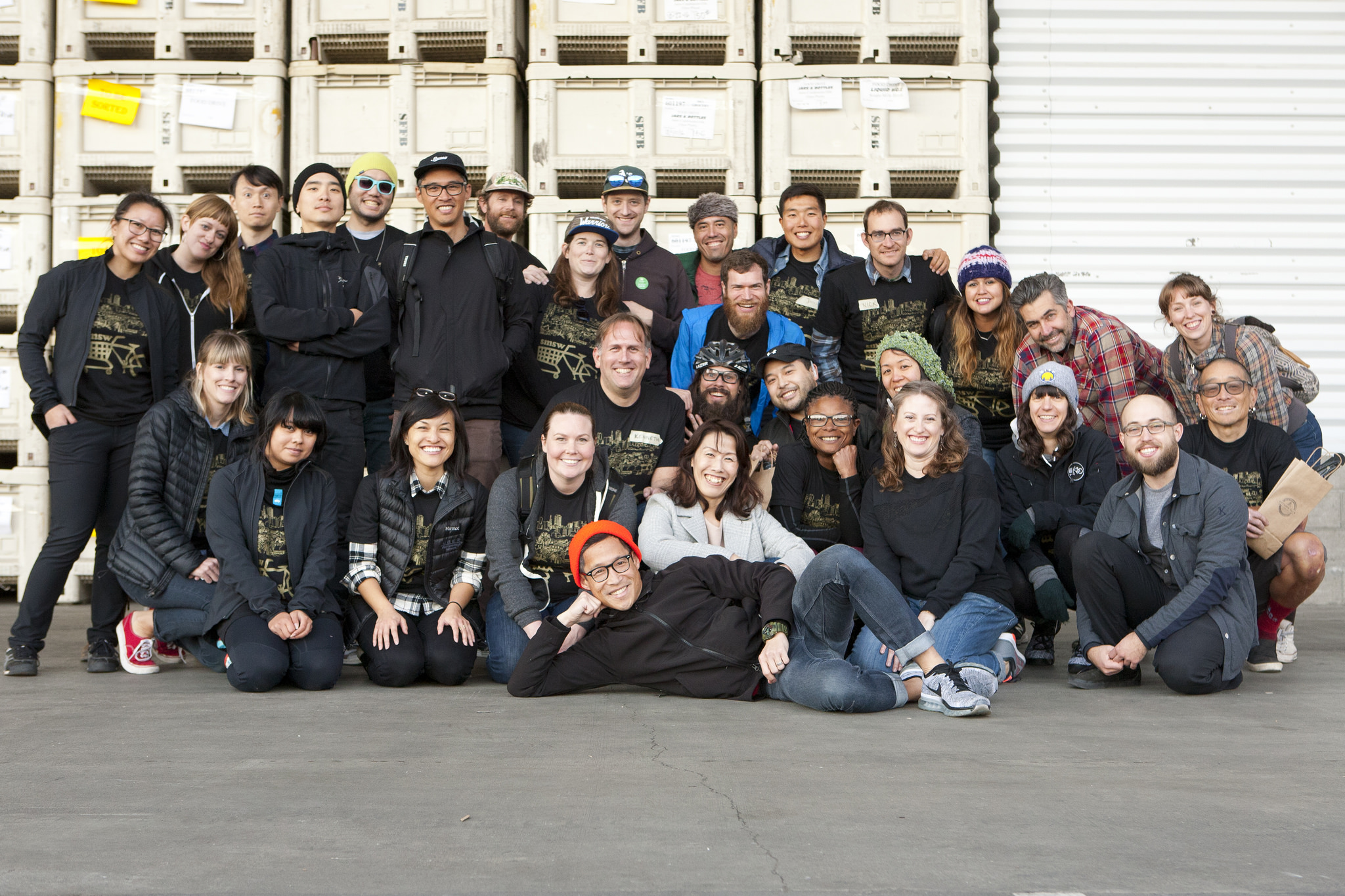 2017 SMSW race-day volunteers. Photo by Jonathan Koshi (pictured front center). 2017 volunteer t-shirts designed and produced by Chris McNally.