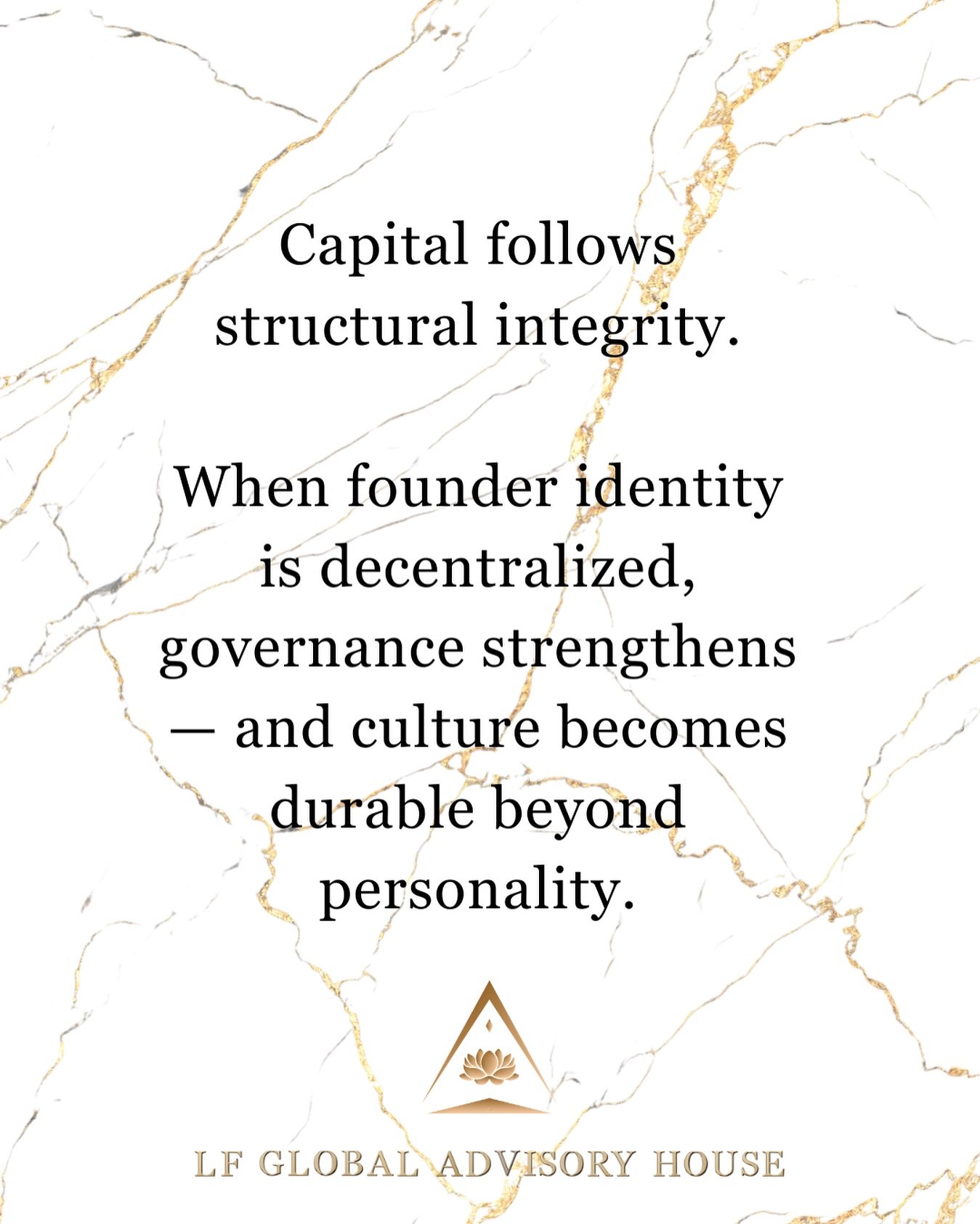 The founders who scale cleanly are the ones willing to separate identity from enterprise.

Decentralizing founder identity strengthens:

&bull; Governance
&bull; Cultural coherence
&bull; Mission durability beyond personality

The work is internal.


