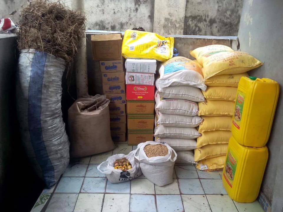 One of our monthly food deliveries.