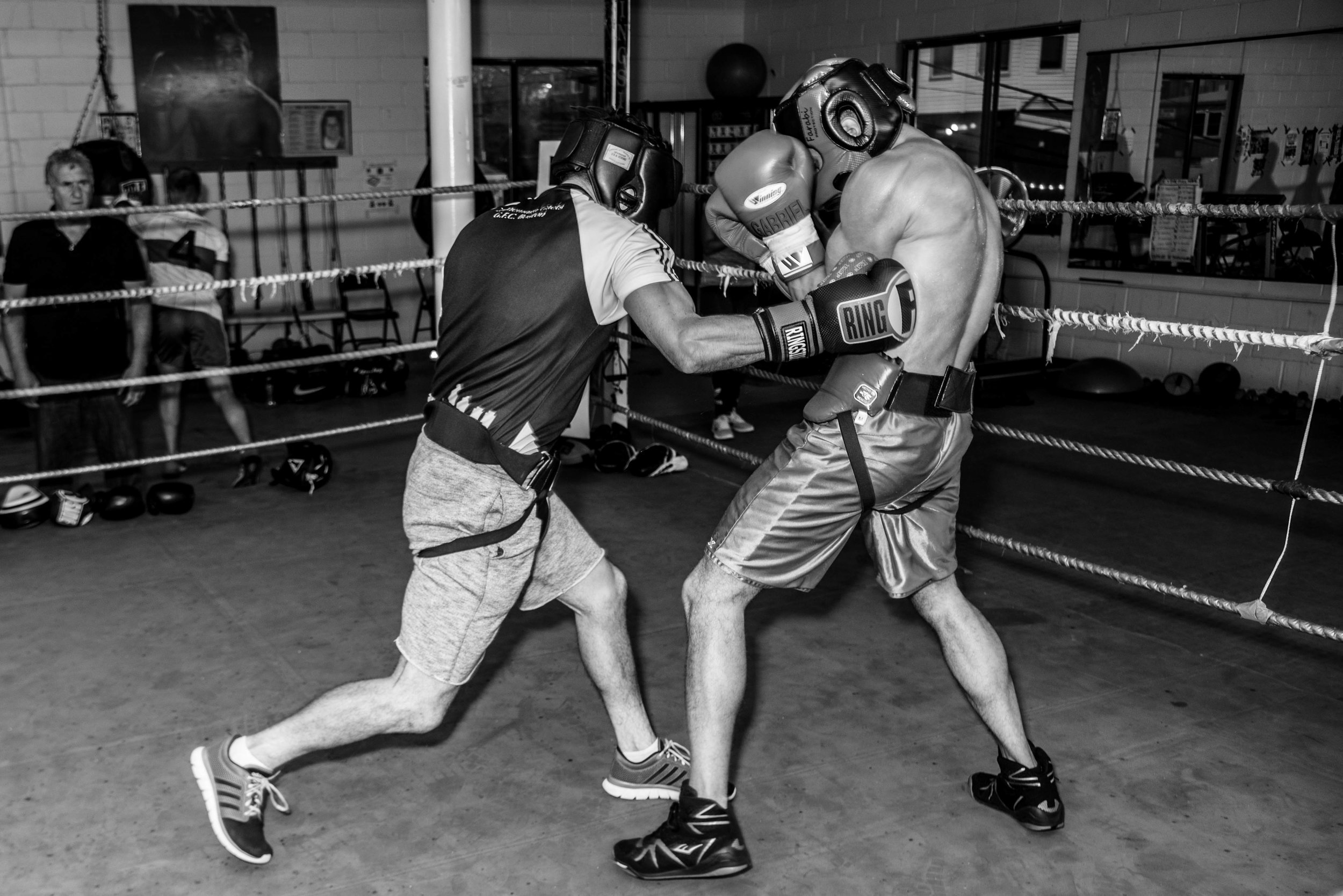 Paddy McGee sparring with Gabe DeLuca, at Grealish Boxing Club, Boston