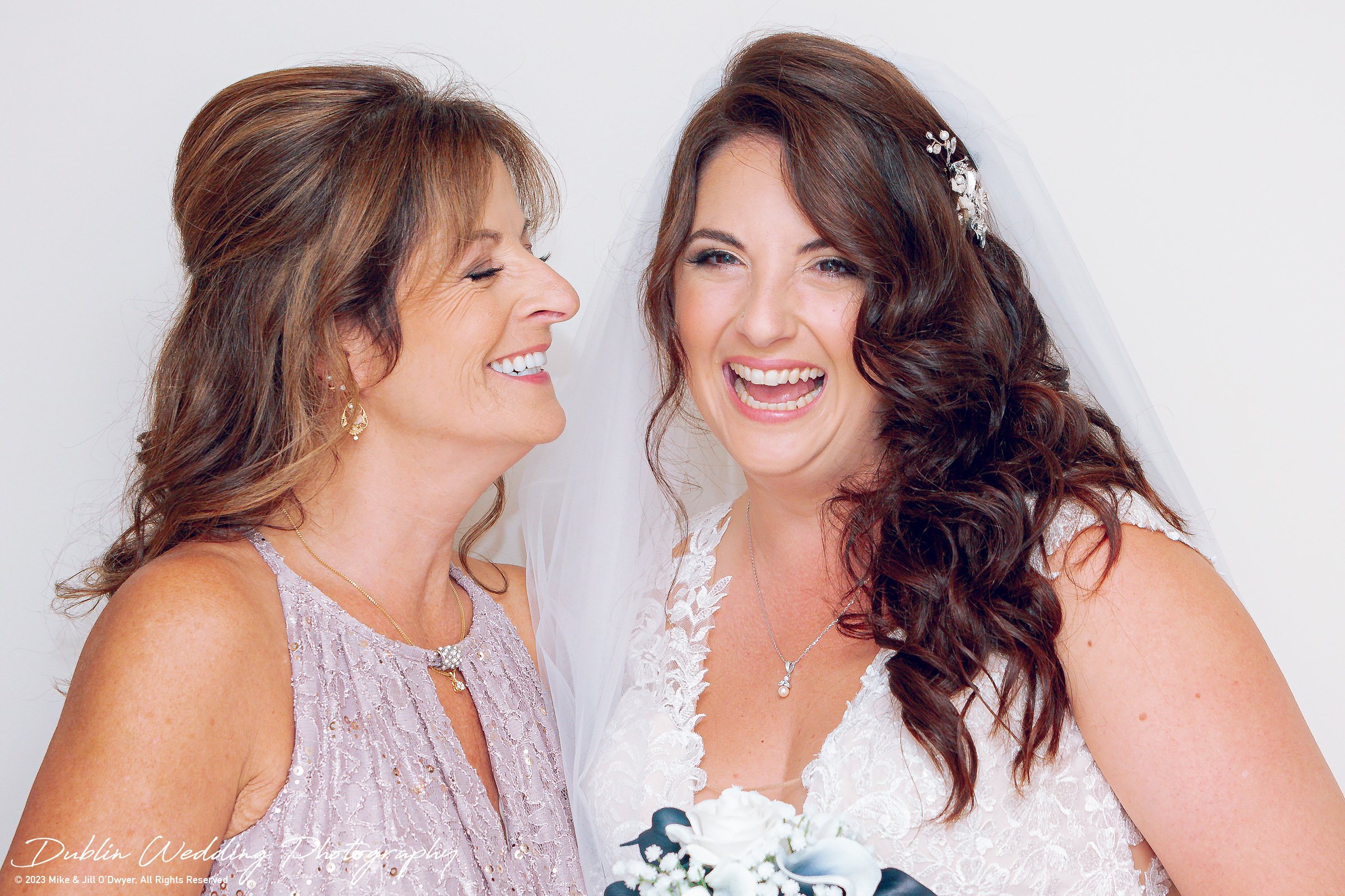 Kilkea Castle Wedding Bride Mother laughing