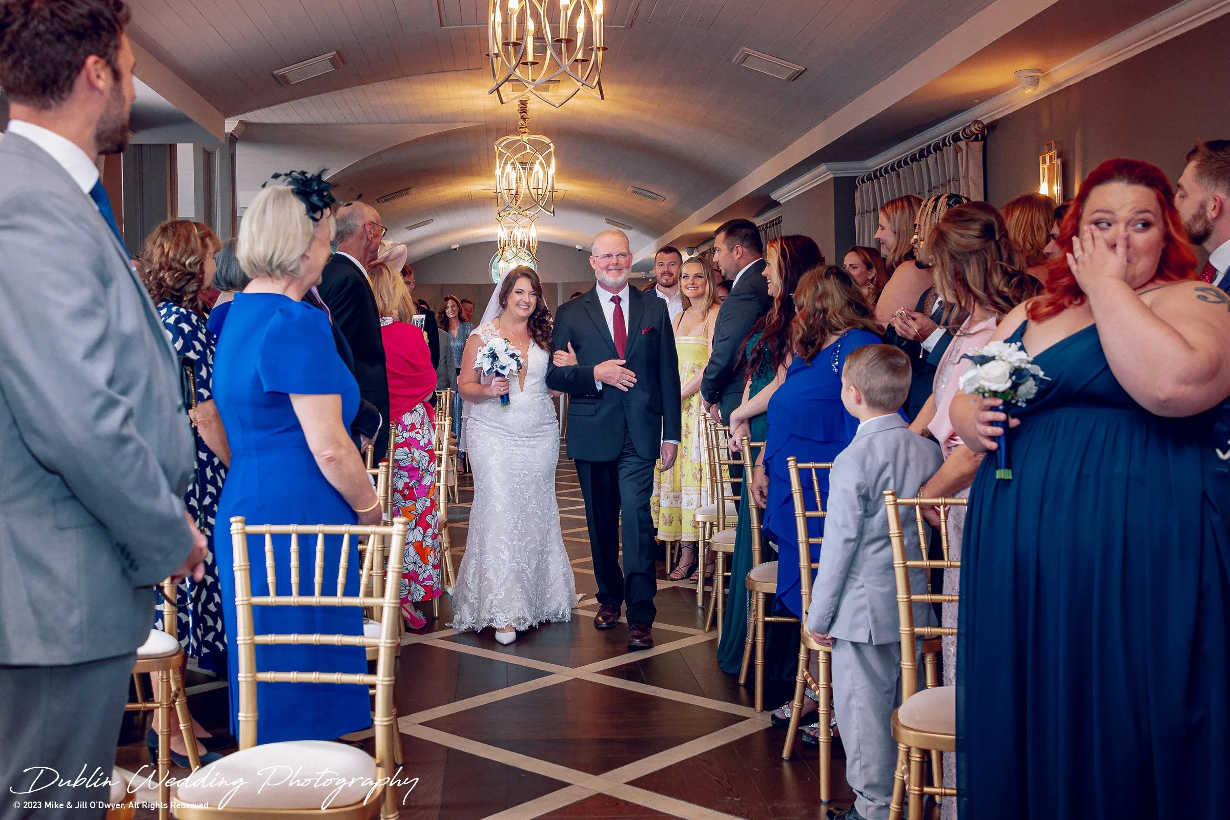 Kilkea Castle Wedding Bride father On Aisle