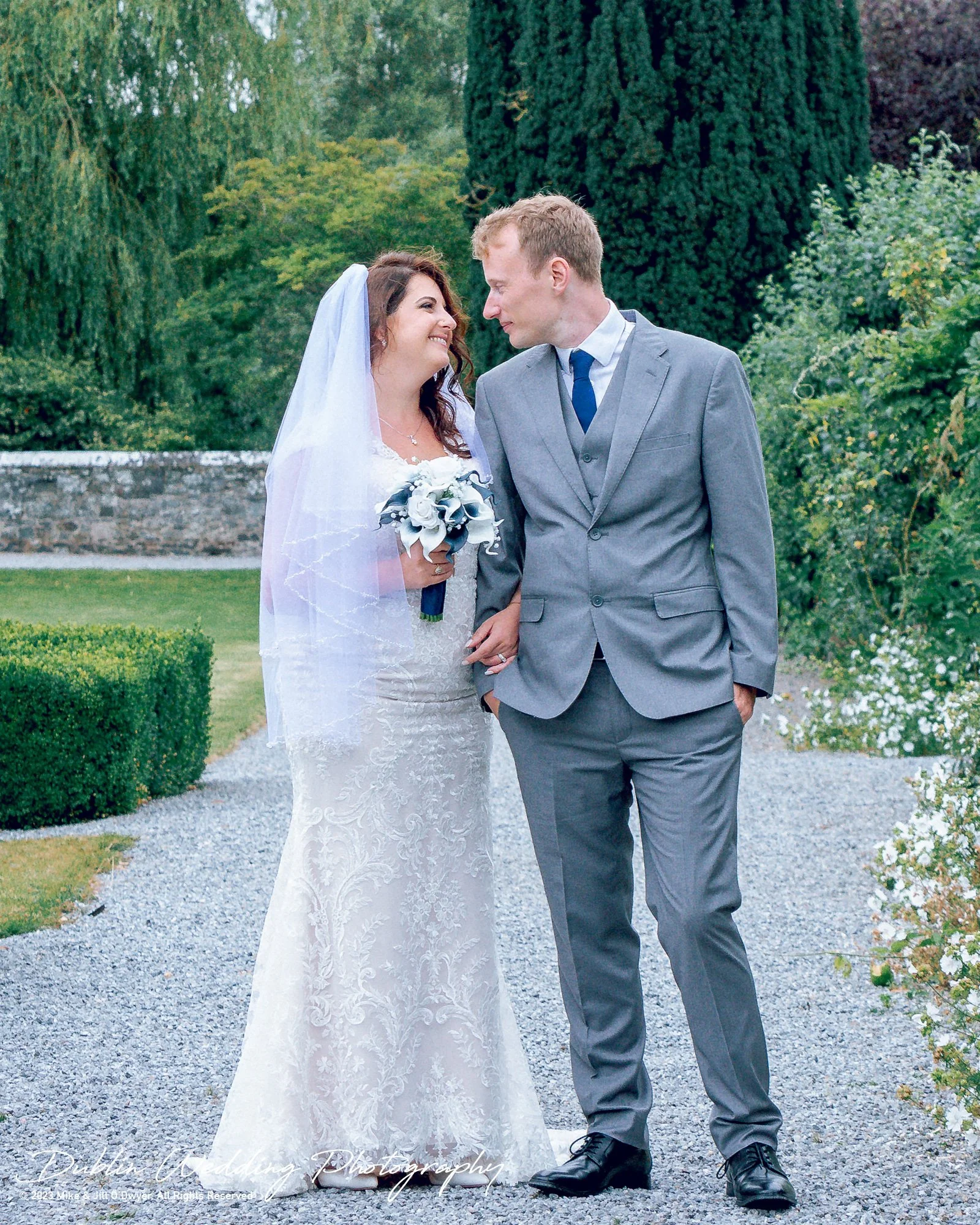 Kilkea Castle Wedding Groom Bride Gardens