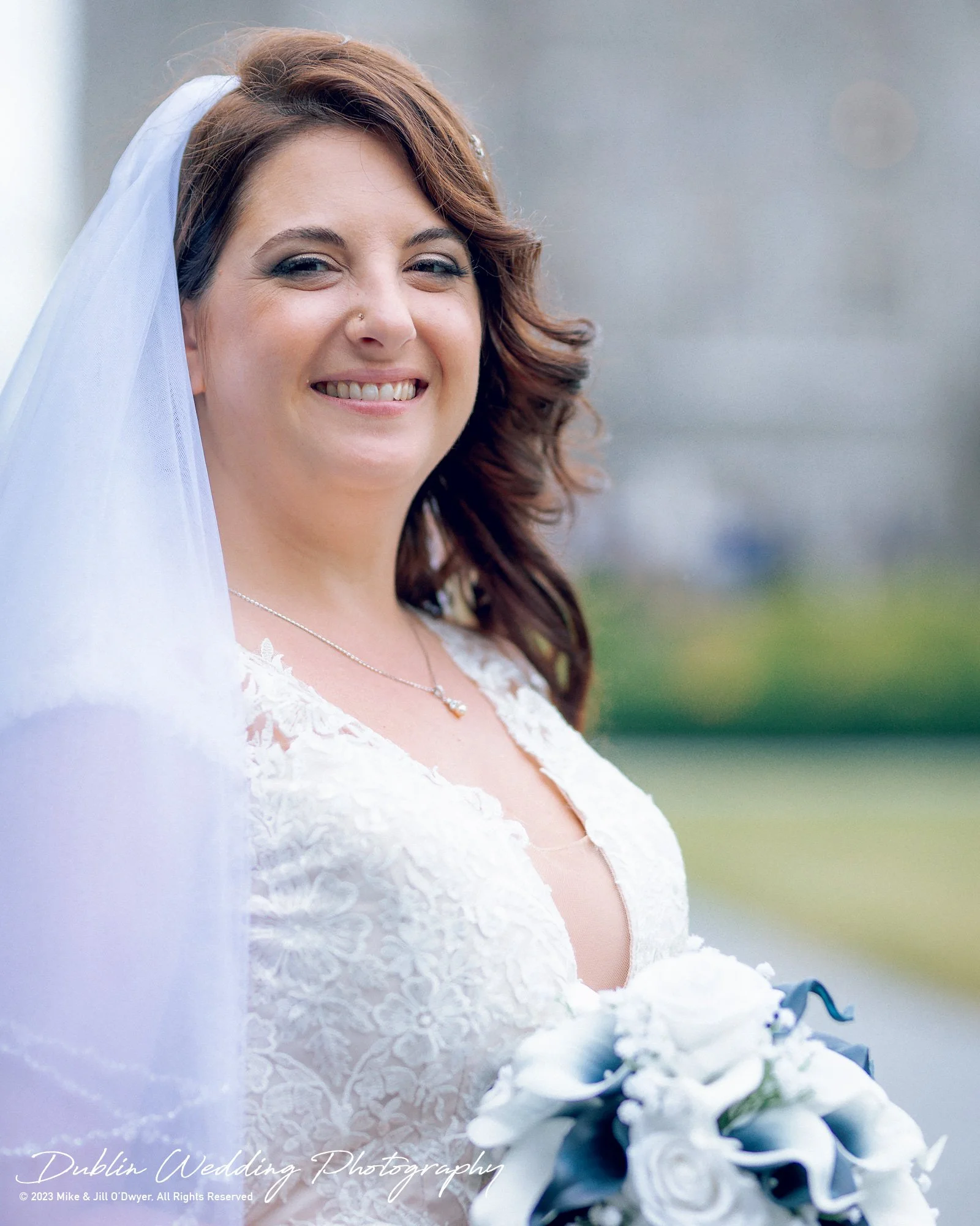 Kilkea Castle Wedding Portrait Walk Bride
