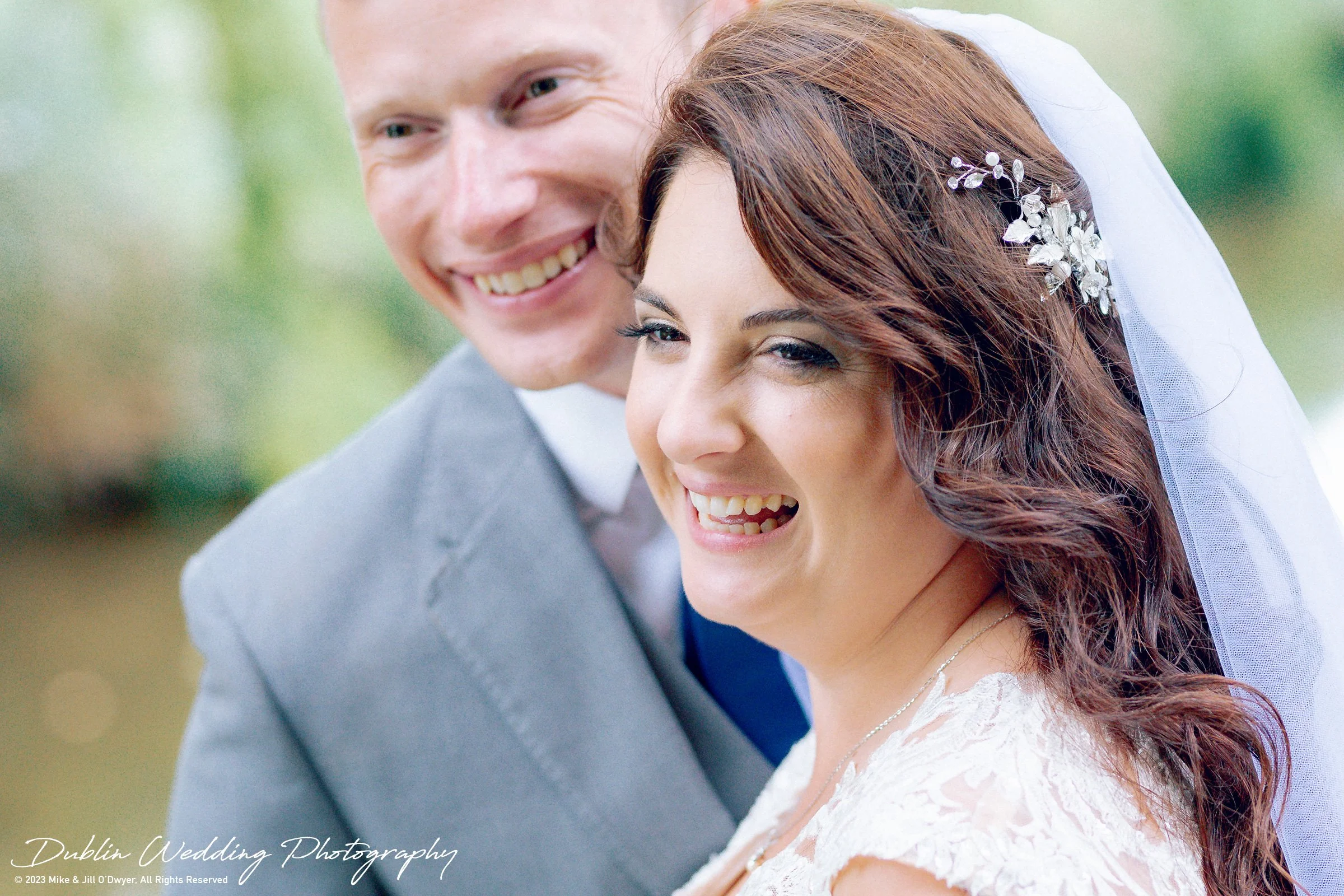 Kilkea Castle Wedding Portrait Walk Bride & Groom