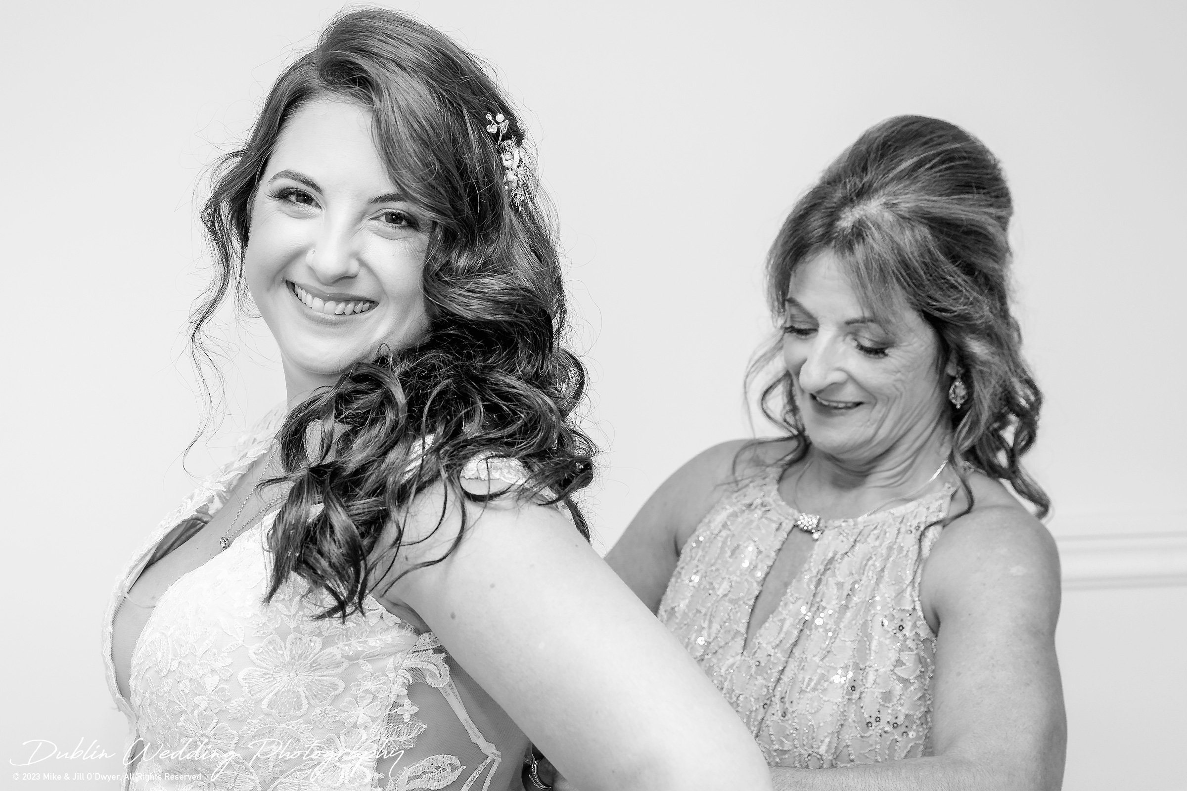 Kilkea Castle Wedding Bride In Dress With Mother