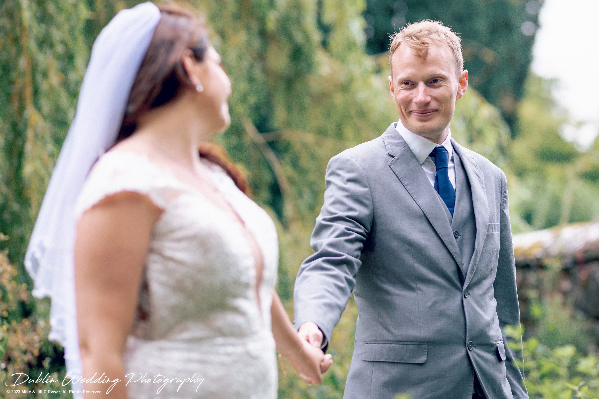 Kilkea Castle Wedding Portrait Walk Bride & Groom