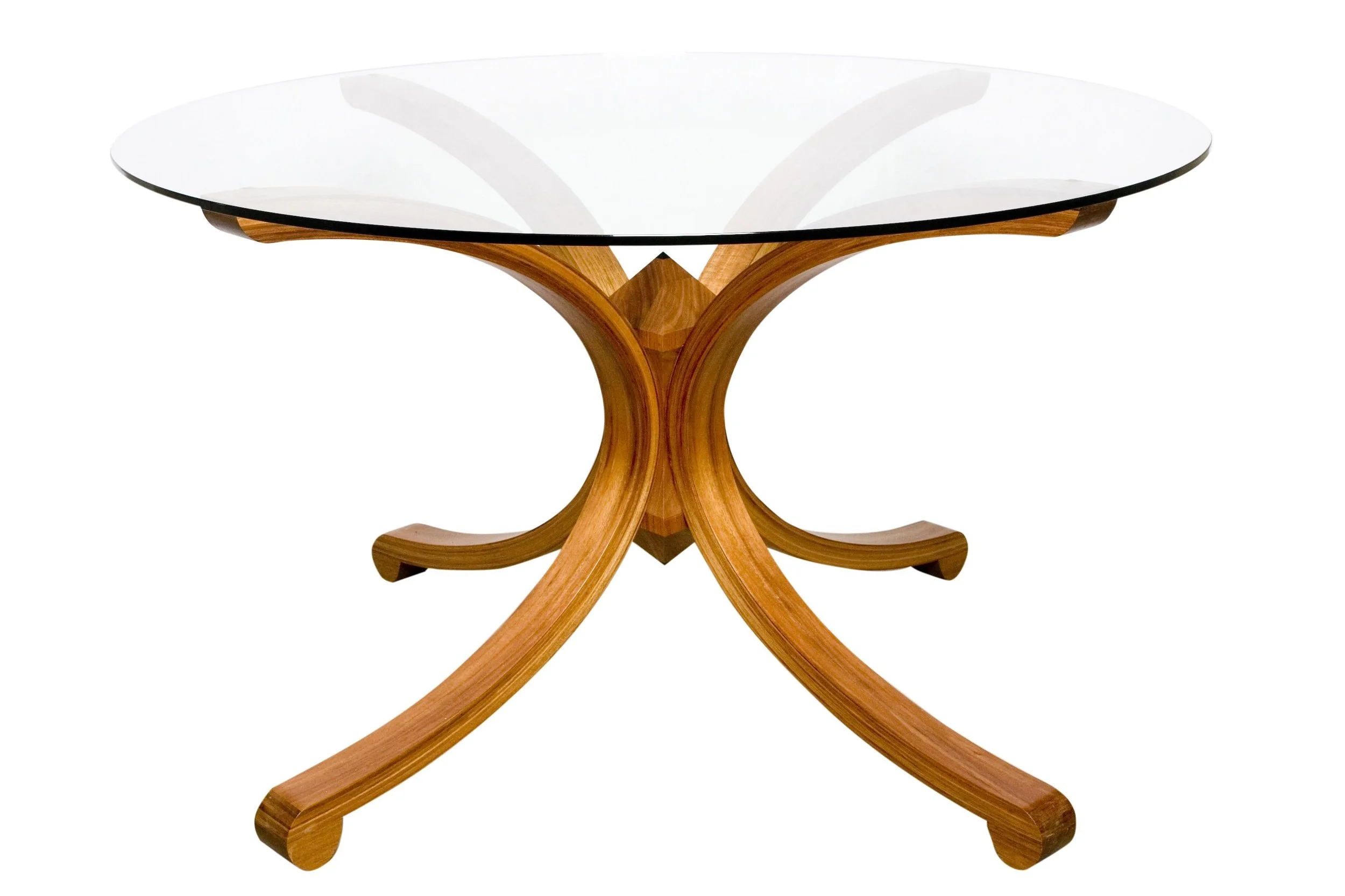 Blackwood and Ancient Red Gum Glass Top Table