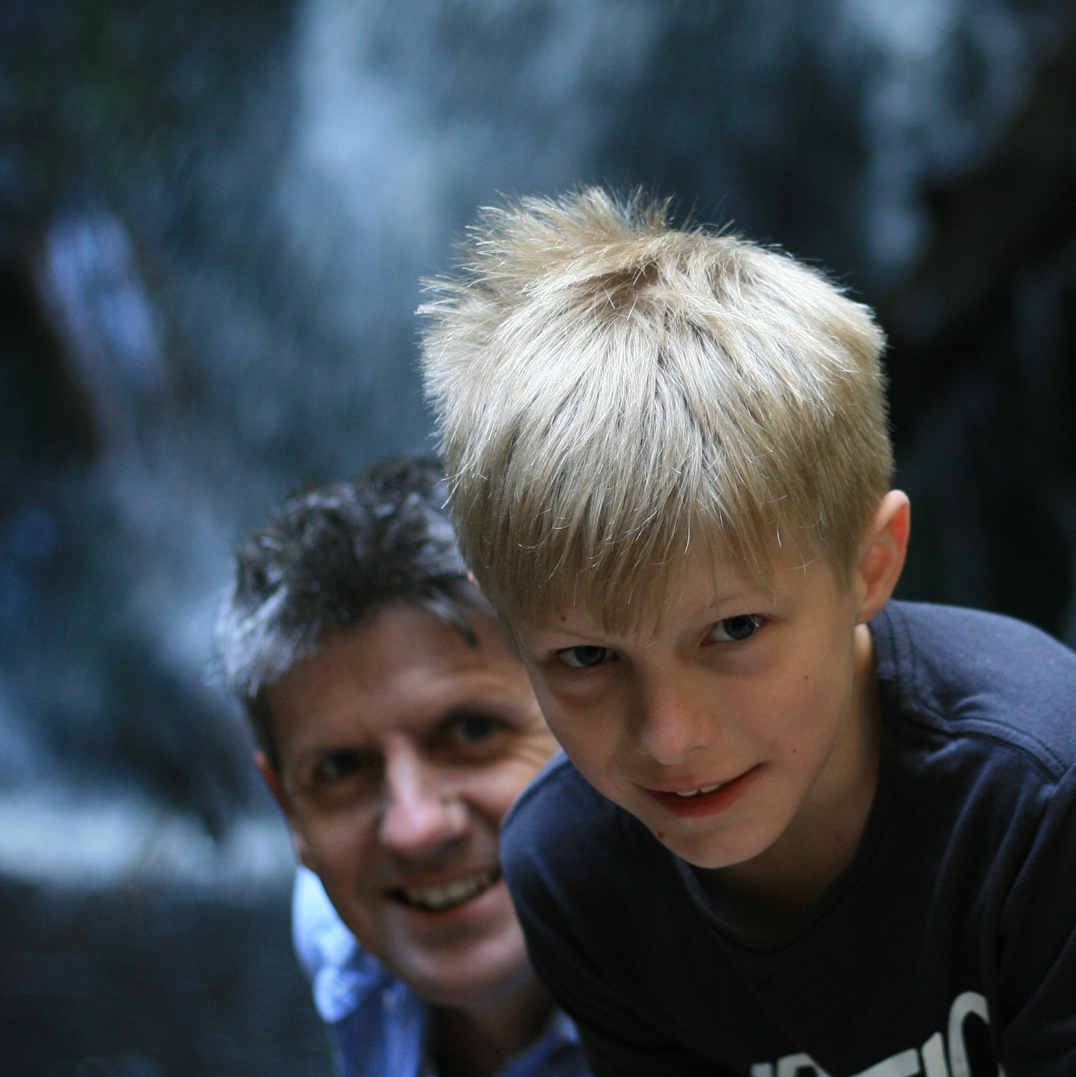 Fatso & DJ at Hogarth Falls, Strahan, Tasmania