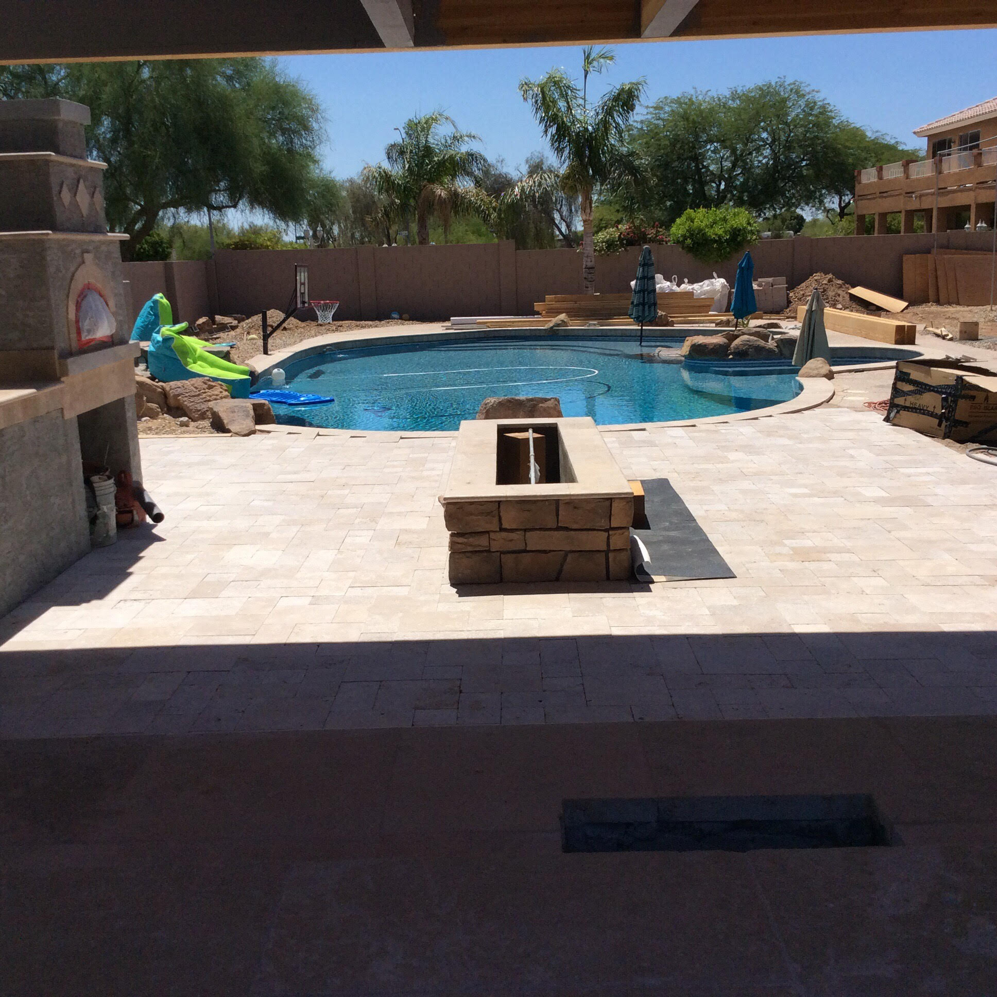 West View of Pool and Fire Line under Ramada Unfinished Tripi Yard.jpg