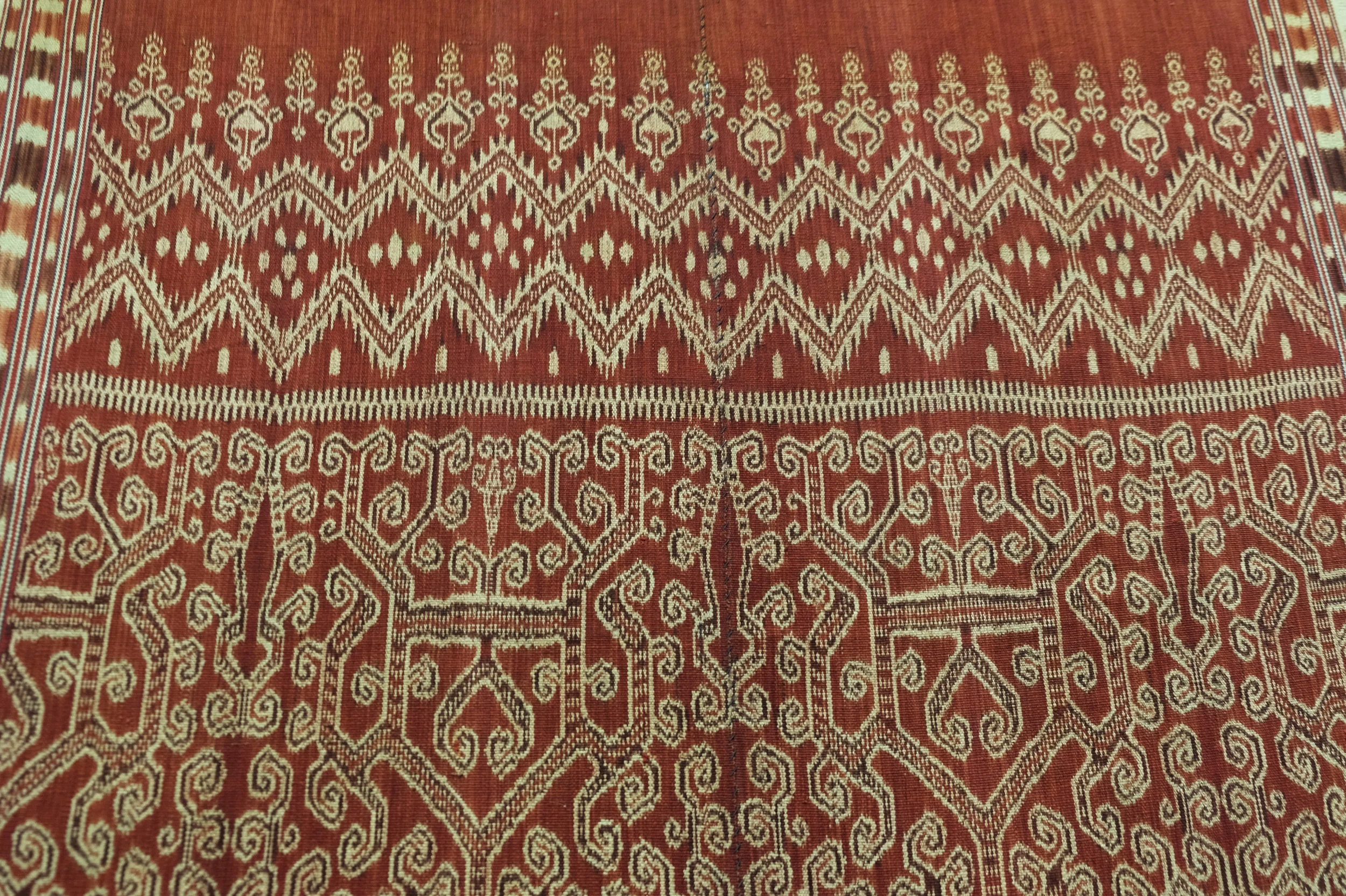 Borneo, Sarawak Saribas, Iban people Pua , ritual blanket Warp ikat in hand-spun cotton 1940