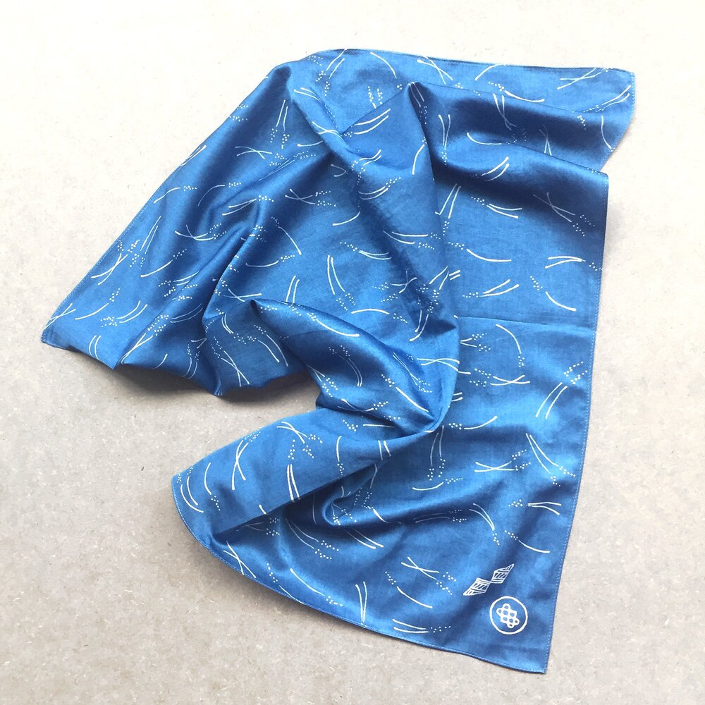 Indigo sojourner grain silk bandana