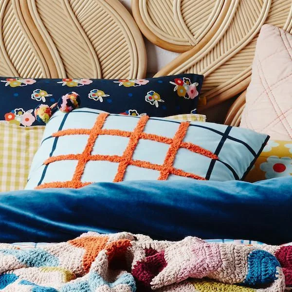 Miko Designs' Designer Homewares - Kari Grid Cushion by Sage x Clare