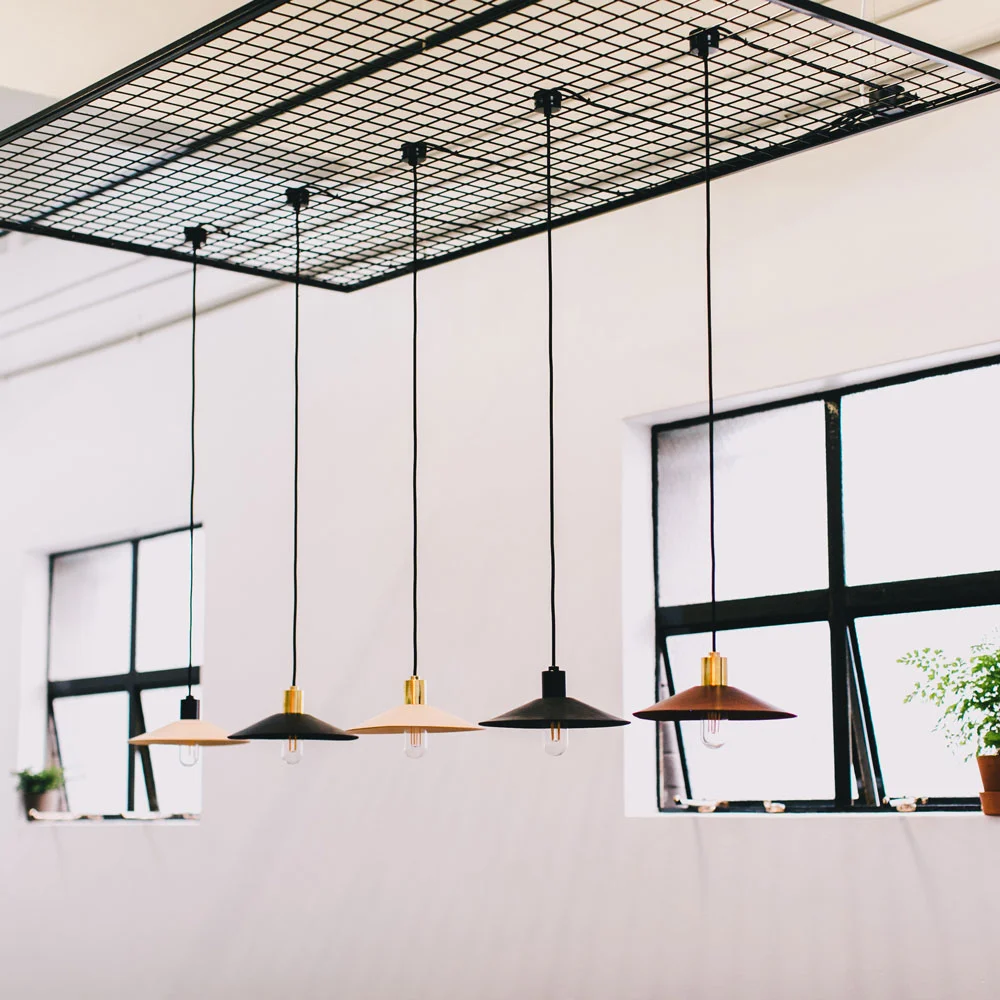 Miko Designs' Designer Lighting - Hide Luxe Leather Pendant Light by Nightworks Studio
