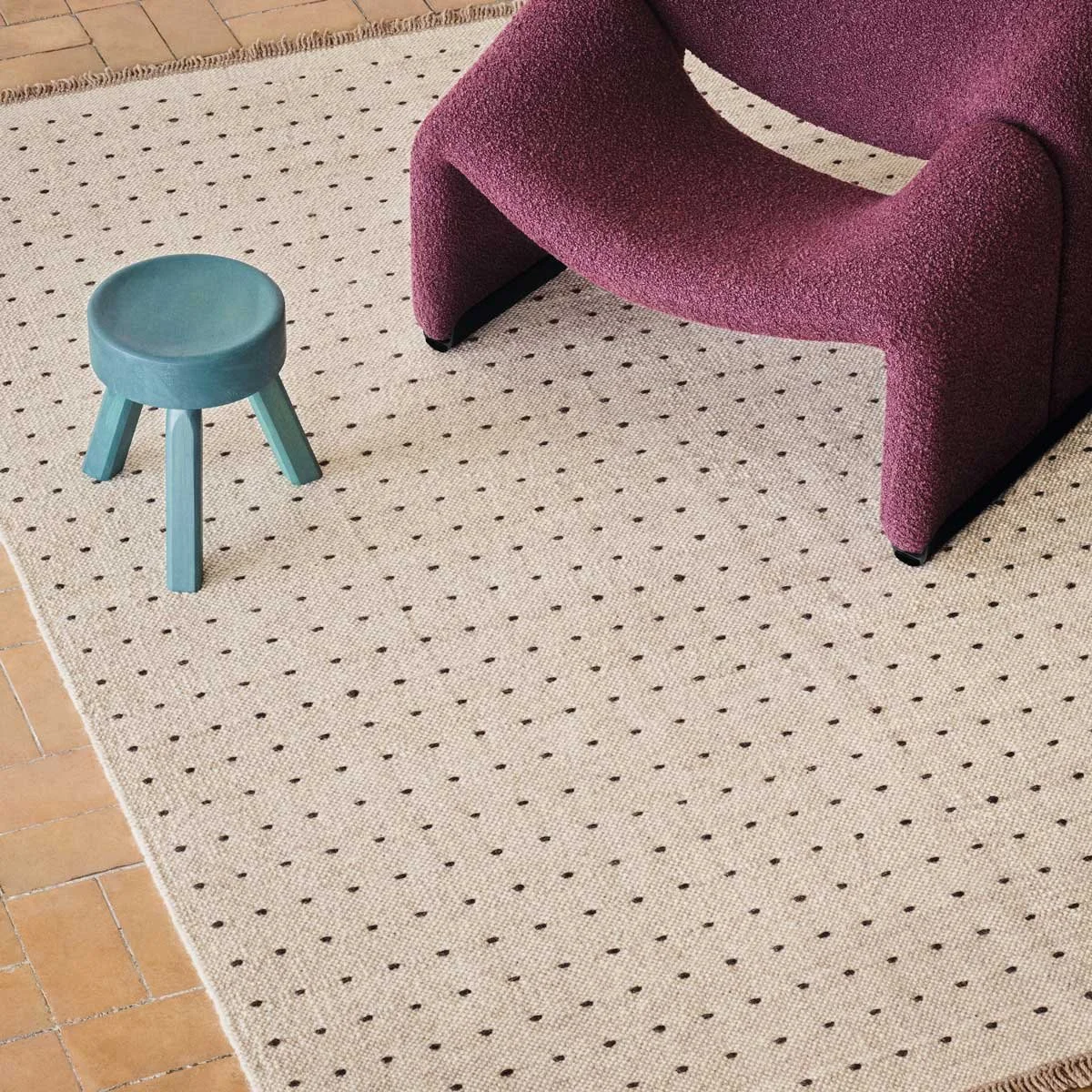 Yield Dot Naturally Coloured Fringes Rug In Stock | Kvadrat | 10 Day Delivery