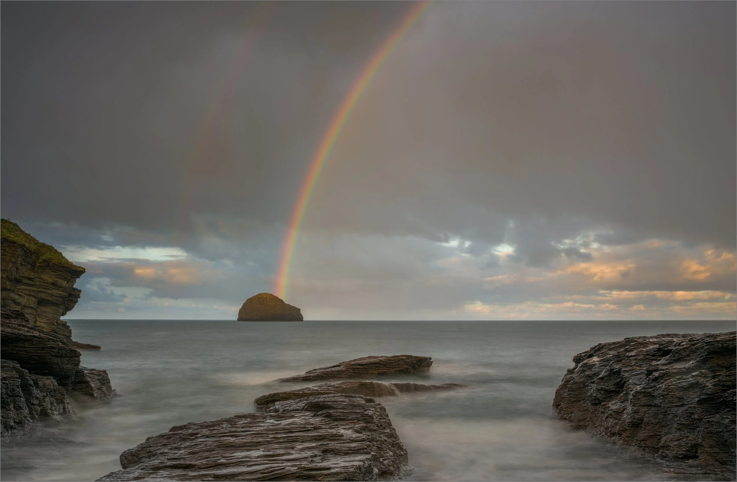 Fintan Healy - There be gold on that there rock - Taken from Trebarwith Srand, Cornwall.  Hasselblad X2D 100C.  8 seconds at f/11 and ISO 60.  ND Filter and Tripod.  