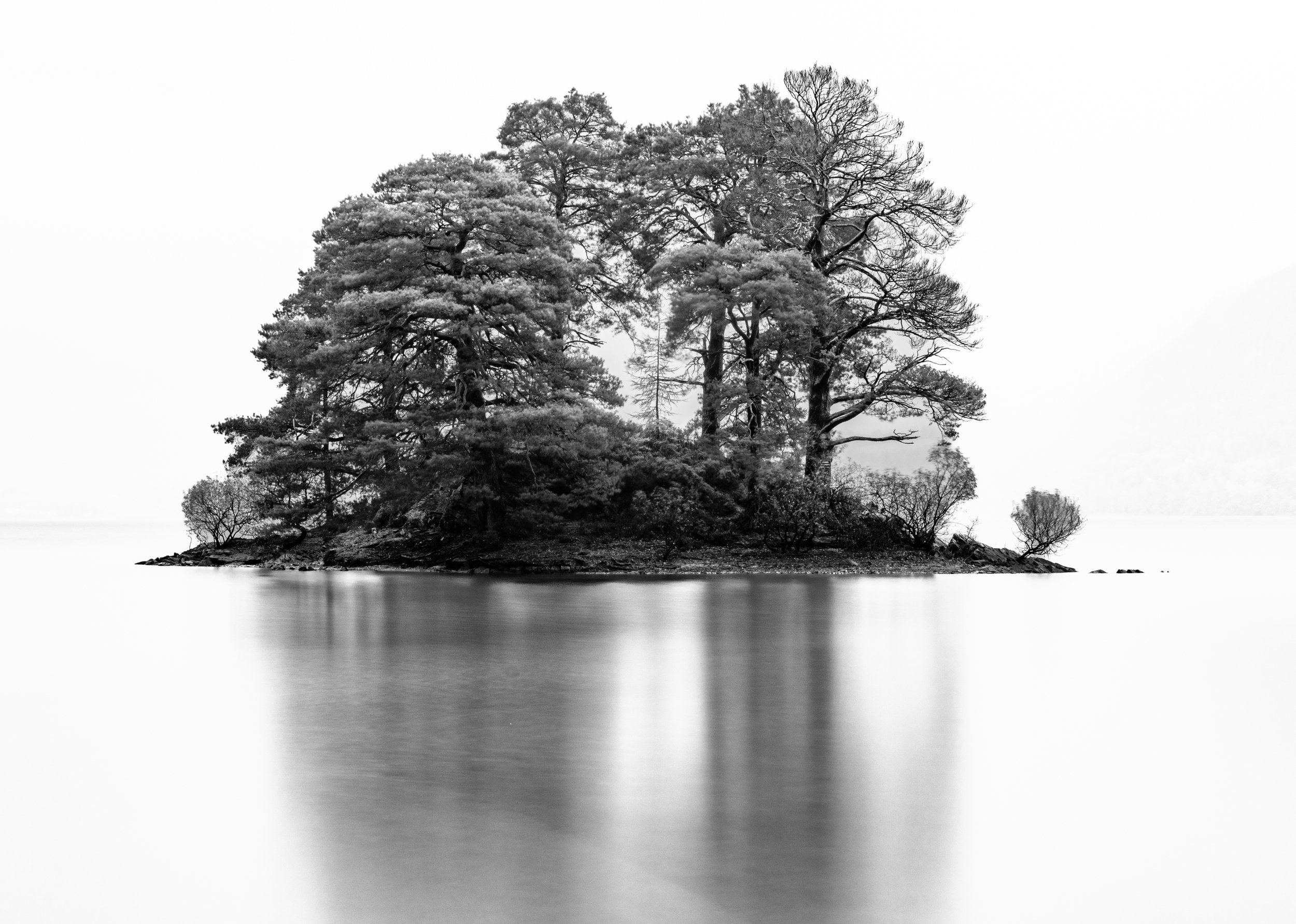 Ian Beck - Otter Island, Derwentwater - Shot in the rain, 10 stop filter, 2 minute exposure, ISO 100, F11