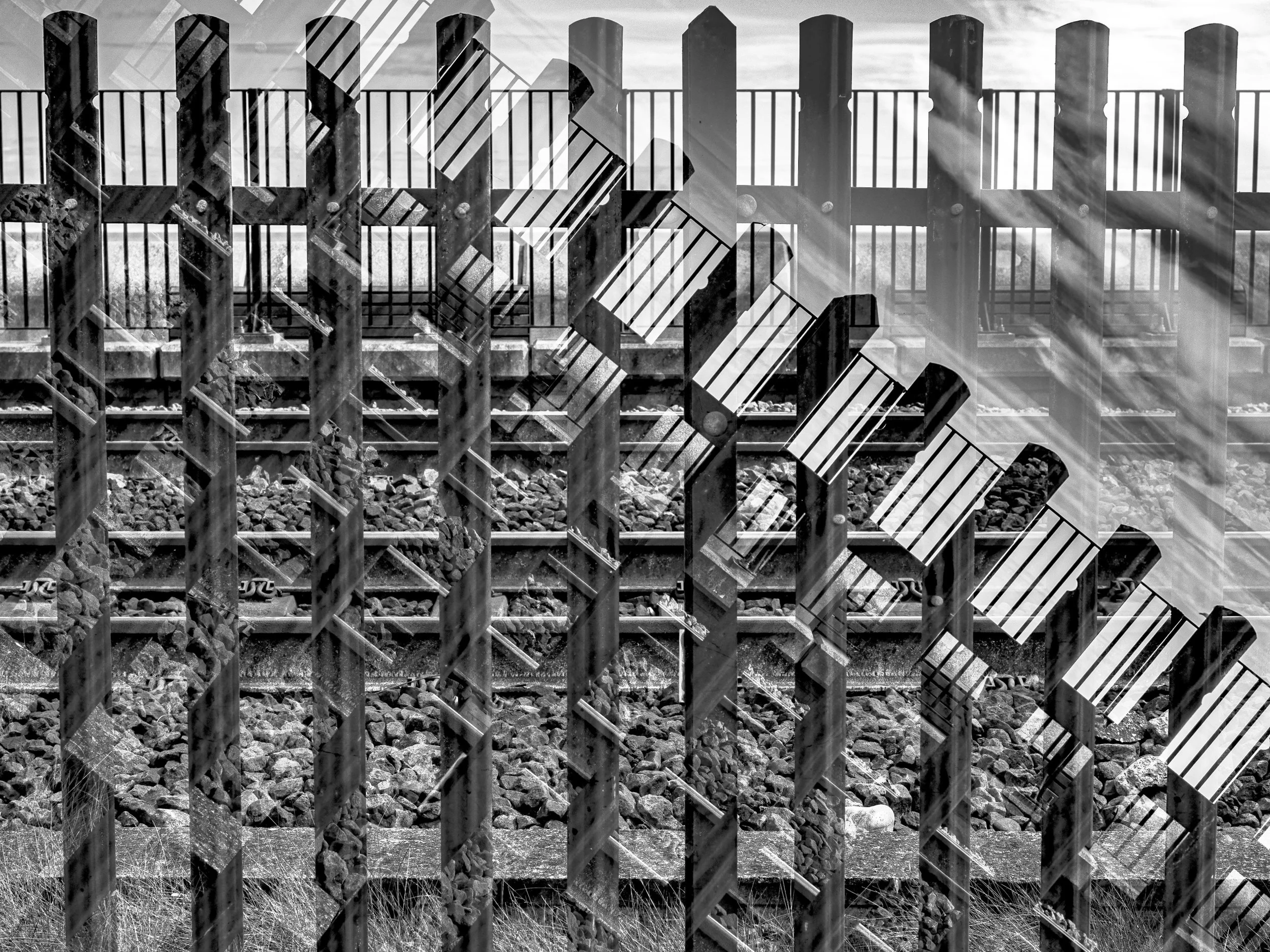 Clive Beake - Line Abstract - This double exposure photo was taken at the railway station at Totness Devon, I just love the lines