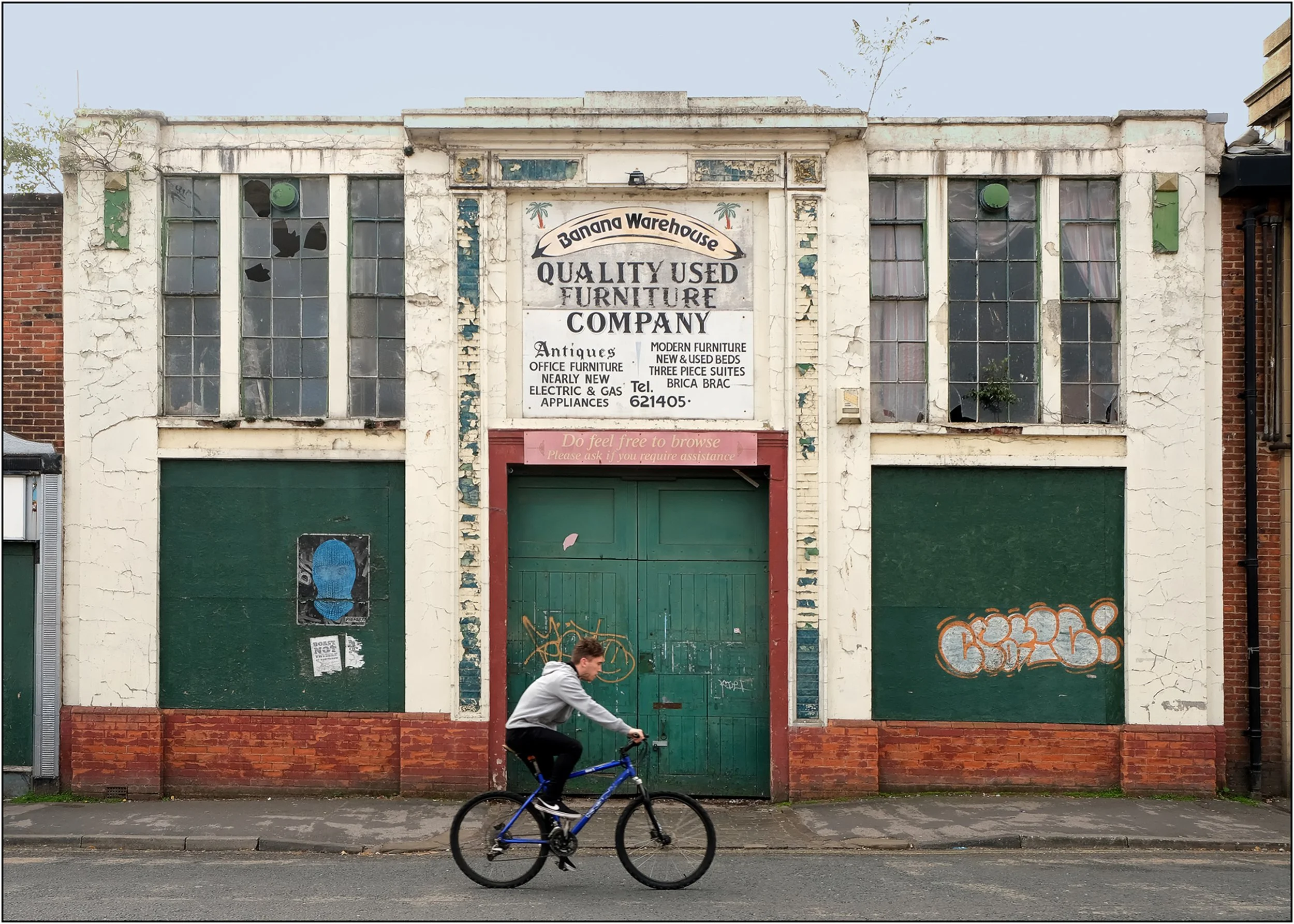 Len Downes - The Banana Warehouse - The Art Deco Banana Warehouse was built in about 1925 for F T Burley and son, wholesale fruit merchants. In 2014, everything apart from the front elevation was demolished and the whole site is being turned into a h