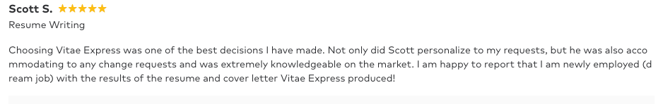 Tampa resume writer 5 star review
